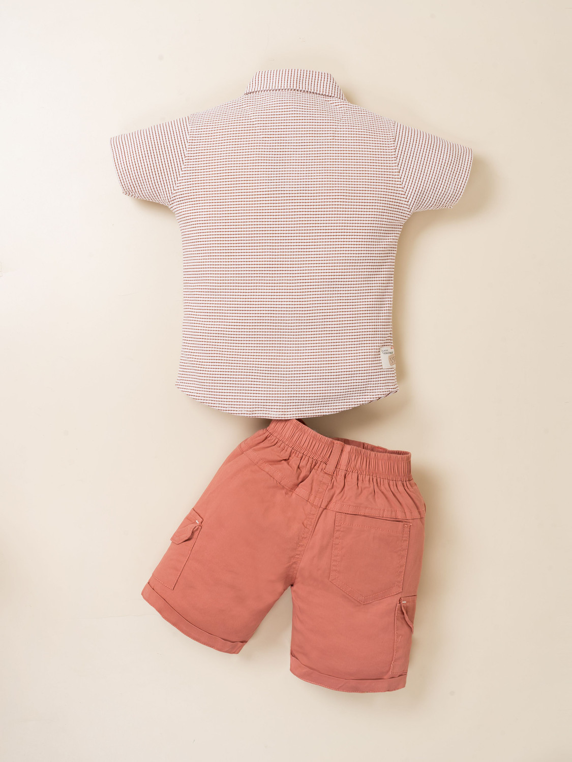 Image of Choo Choo Boys Casual Shirt Shorts (Off White, White, Peach)
