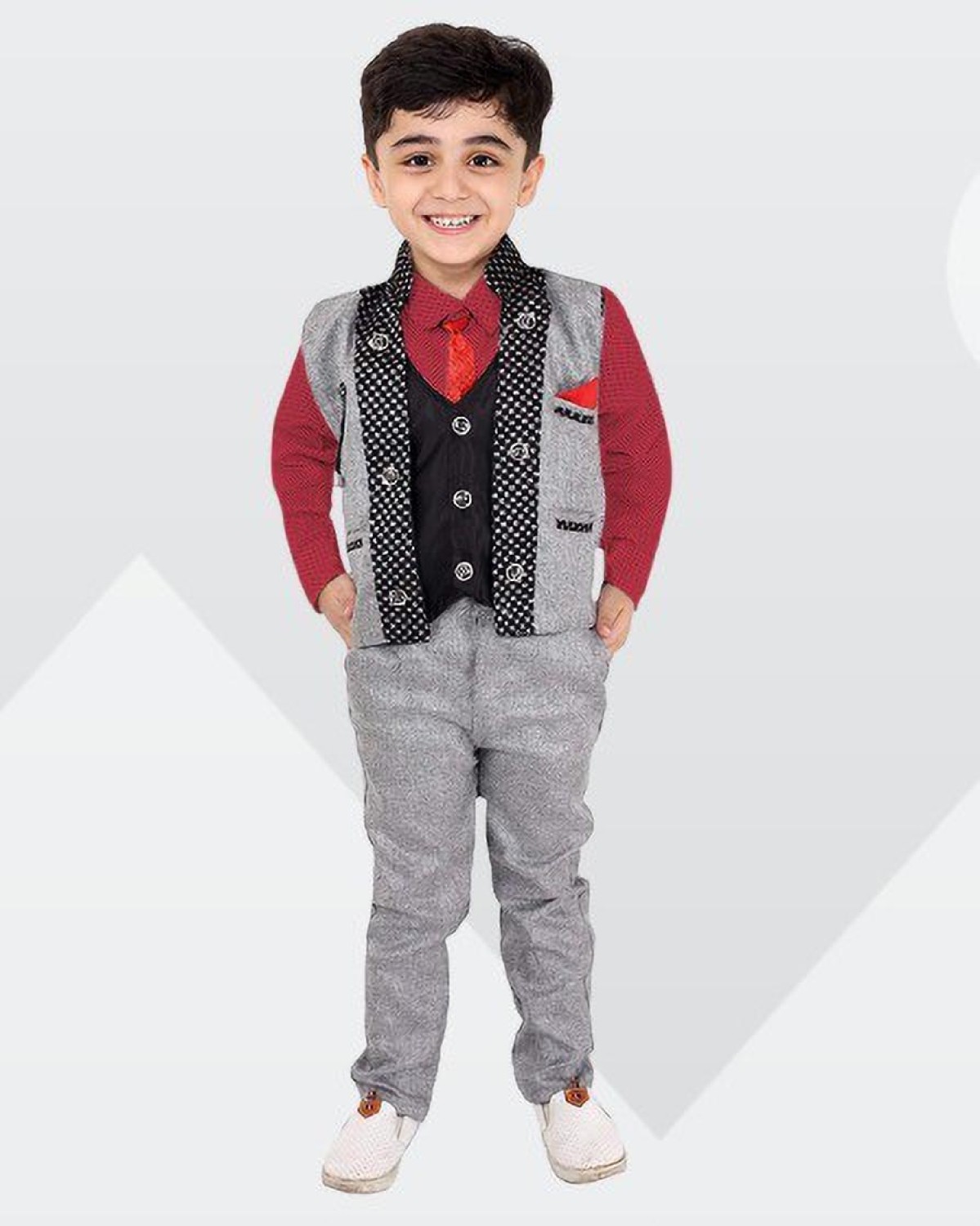 ProEthic Ethnic Designer wear 3 Piece Suit Set TShirt Trouser and  Beautiful Waistcoat for Kids and Boys