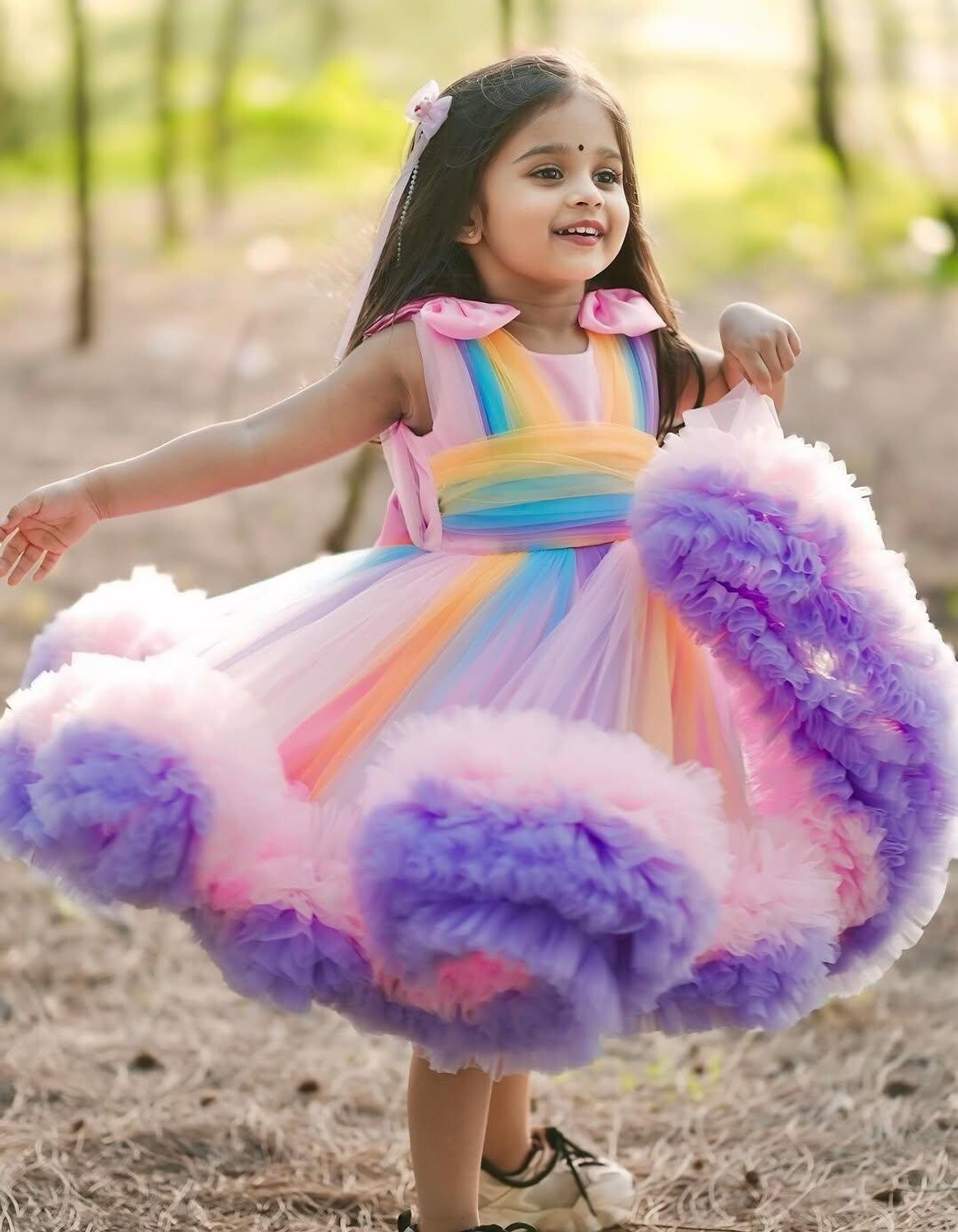Image of Hipposippo Girls Below Knee Party Dress (Purple, Sleeveless)