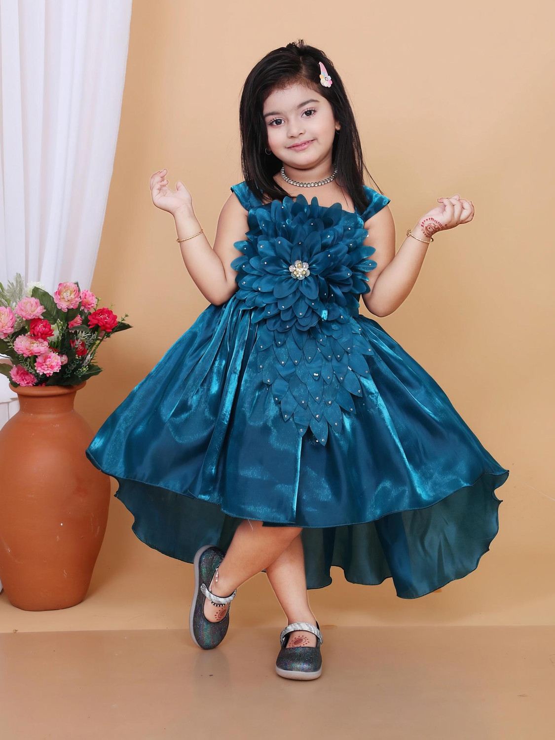 Image of Hipposippo Girls Below Knee Party Dress (Purple, Sleeveless)