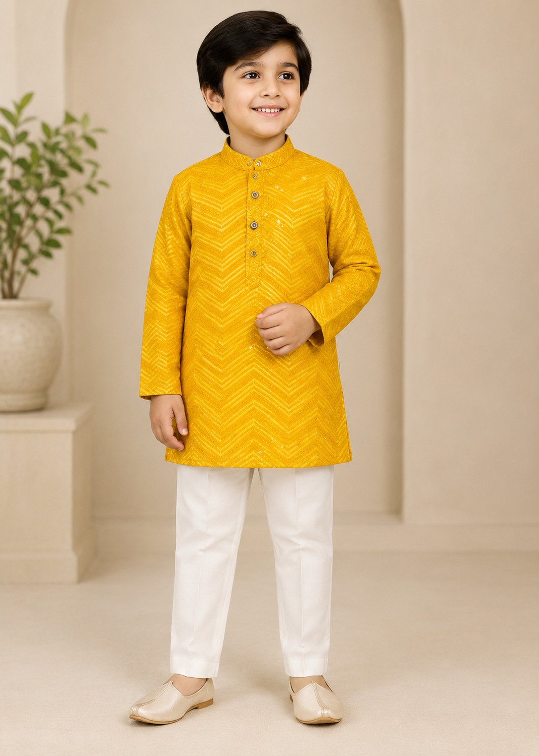 Image of PRO ETHIC Boys Casual, Festive & Party, Wedding Kurta and Churidar Set (Green Pack of 1)