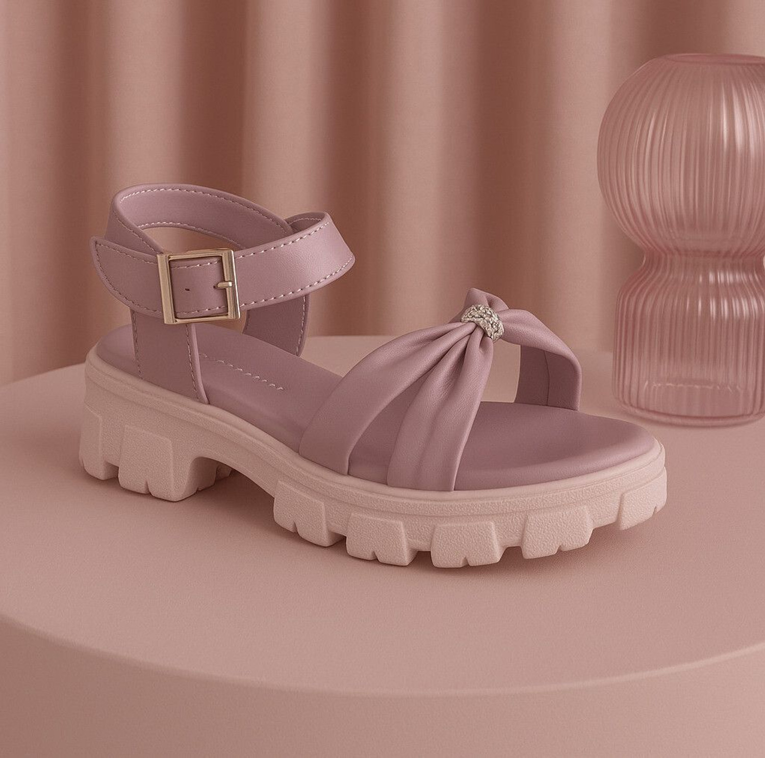 Image of Well Wear Velcro Strappy Sandals For Girls (Black , 3-3.5 Years)
