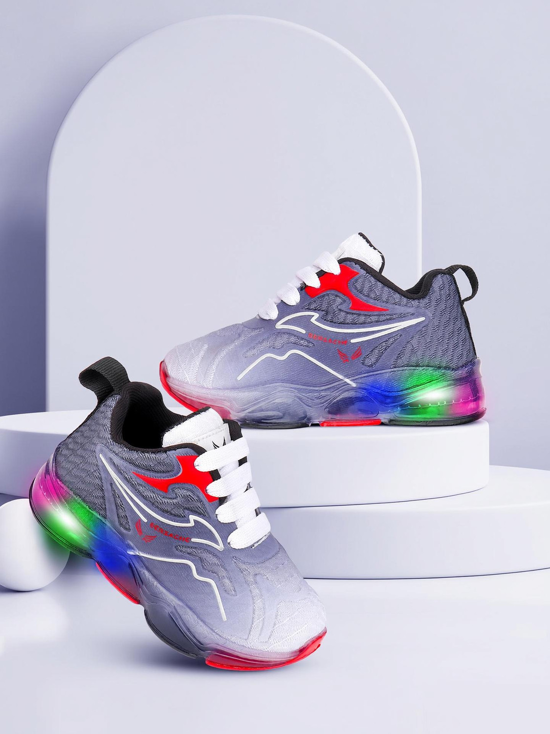 Image of BERSACHE Lace LED Shoes For Boys & Girls (Multicolor, 21-24 Months)