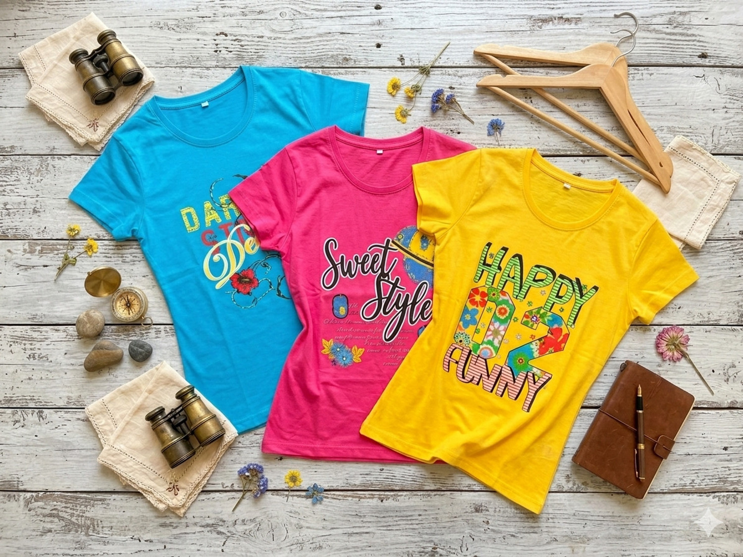 Image of Oxipital Club Boys & Girls Typography, Floral Print, Printed Cotton Blend Regular T Shirt (Red, Yellow, Pack of 3)