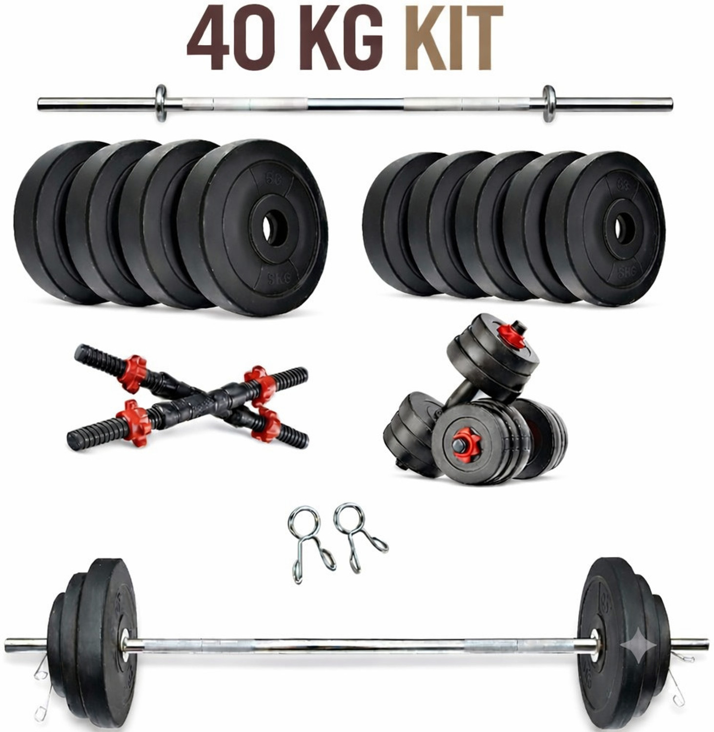 Image of PKN FIT 20KG Adjustable Dumbbell KIT with Plates and Rod Pair Fitness Accessory Kit Kit