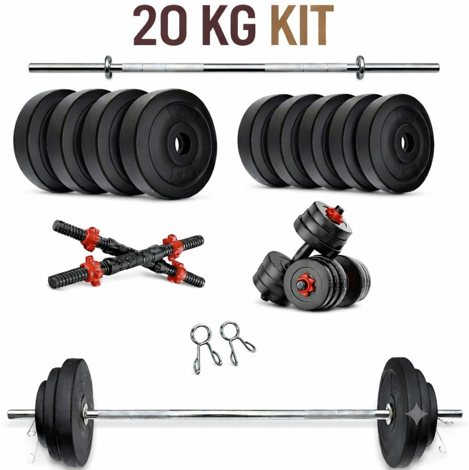 Image of PKN FIT 20KG Adjustable Dumbbell KIT with Plates and Rod Pair Fitness Accessory Kit Kit