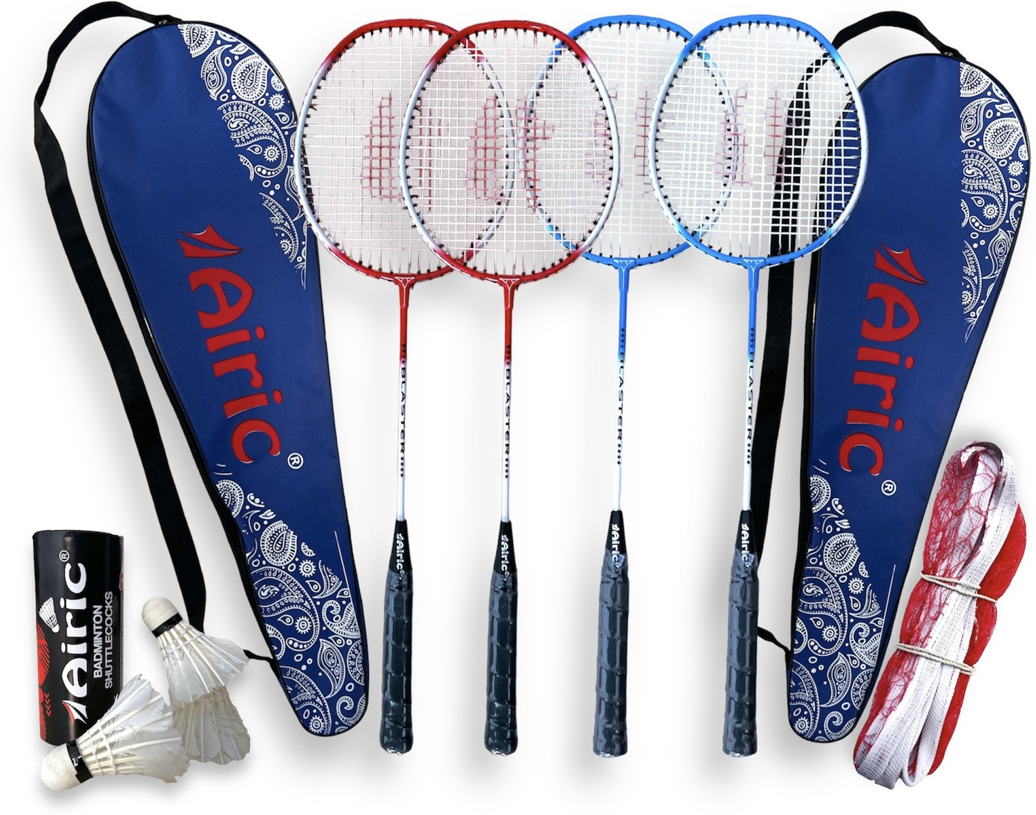 Image of Airic Isometric Blaster Staunch with 3 Feather Shuttles, Net and Cover Badminton Kit