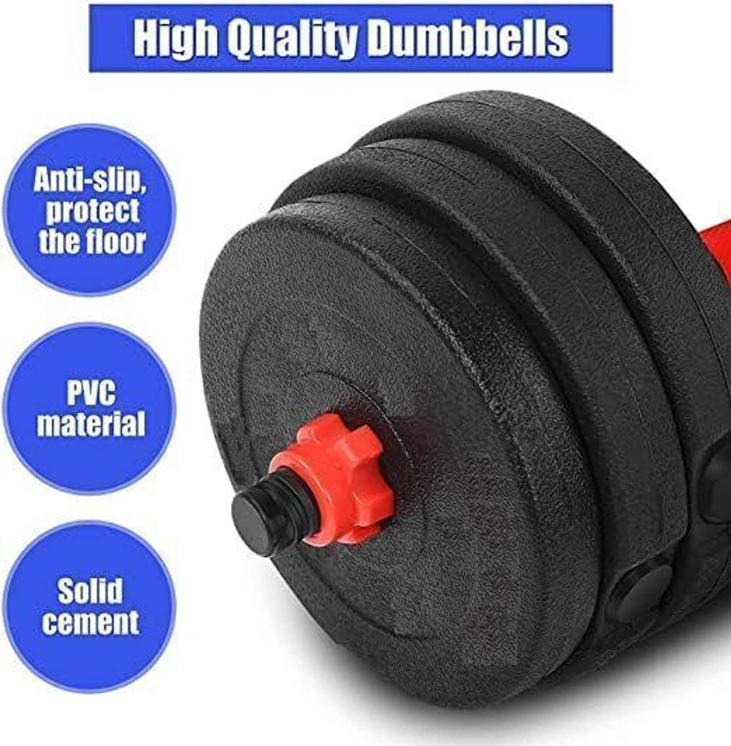 Image of TUCKER FITNESS 0.1 kg 30KG Adjustable Weight Plate Combo with DB Rod Pair, 3FT Bar & Accessories Home Gym Combo