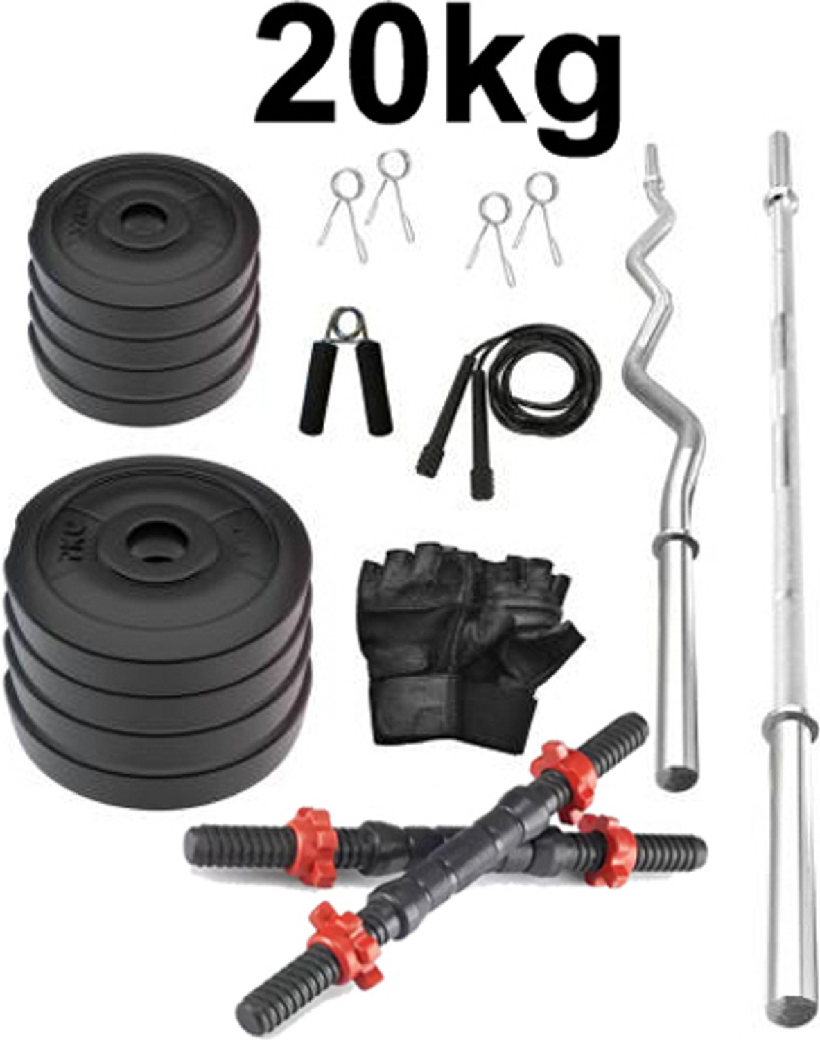 Image of TUCKER FITNESS 0.1 kg 30KG Adjustable Weight Plate Combo with DB Rod Pair, 3FT Bar & Accessories Home Gym Combo