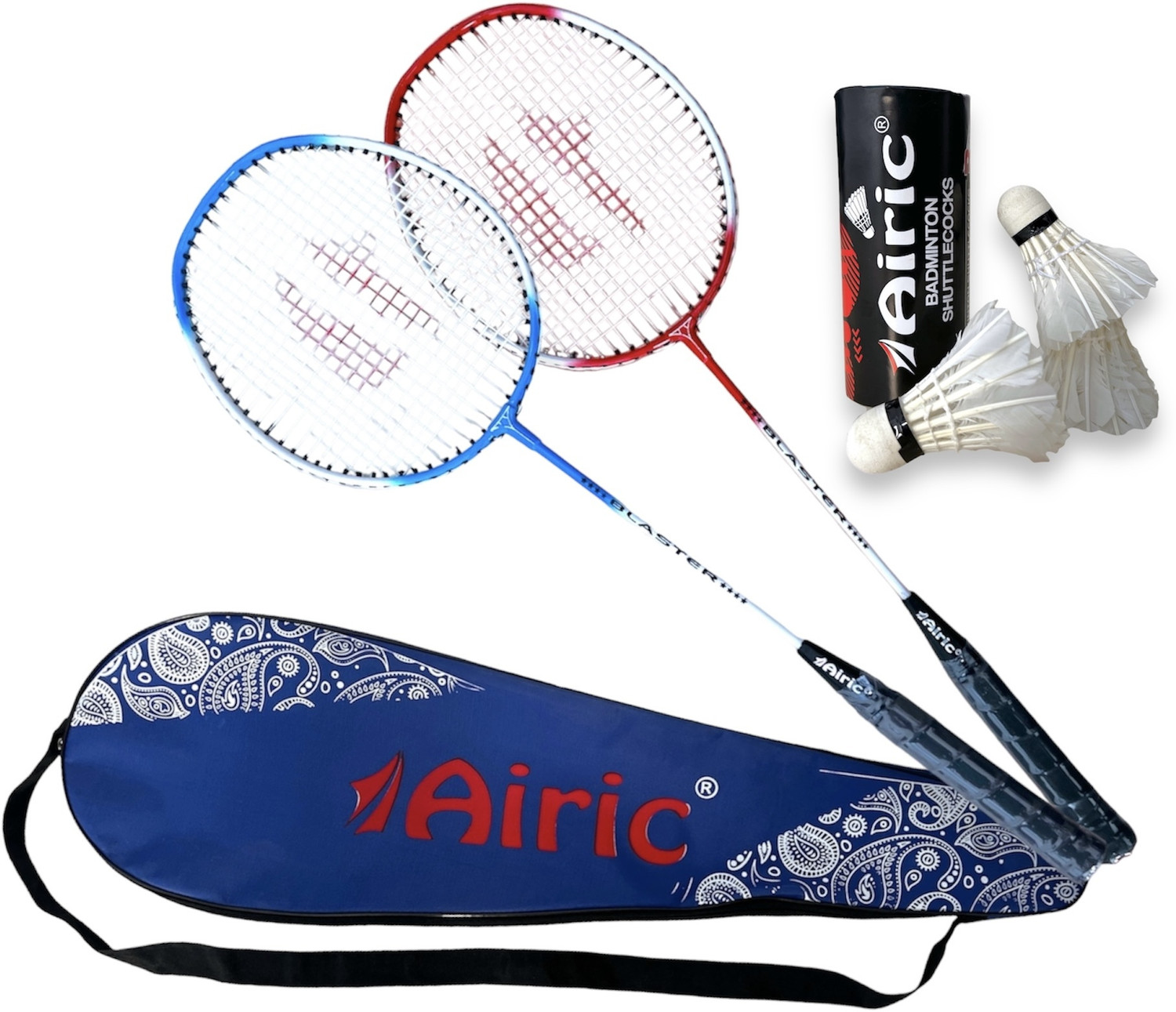 Image of Airic Isometric Blaster Staunch with 3 Feather Shuttles, Net and Cover Badminton Kit