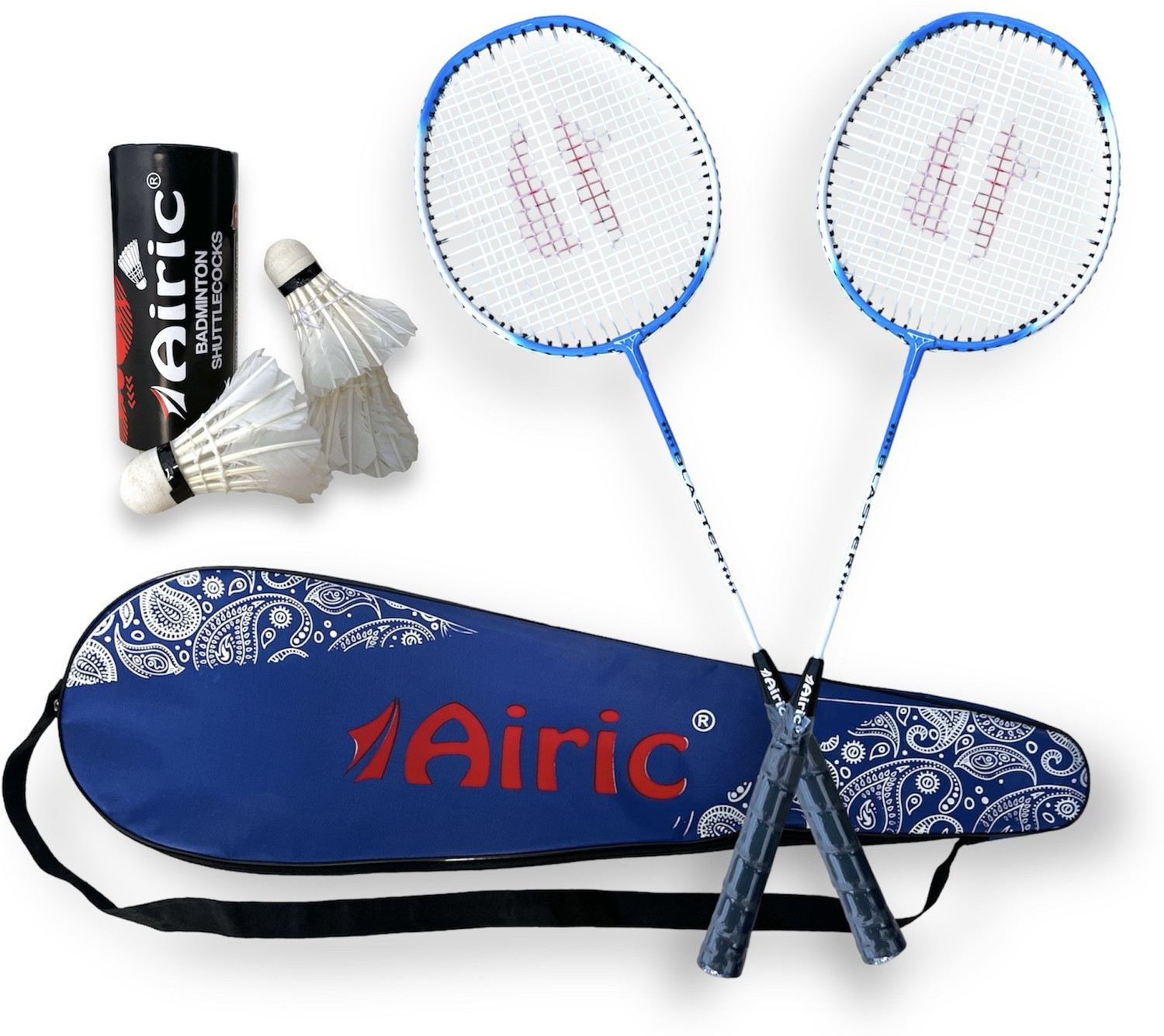 Image of Airic Isometric Blaster Staunch with 3 Feather Shuttles, Net and Cover Badminton Kit