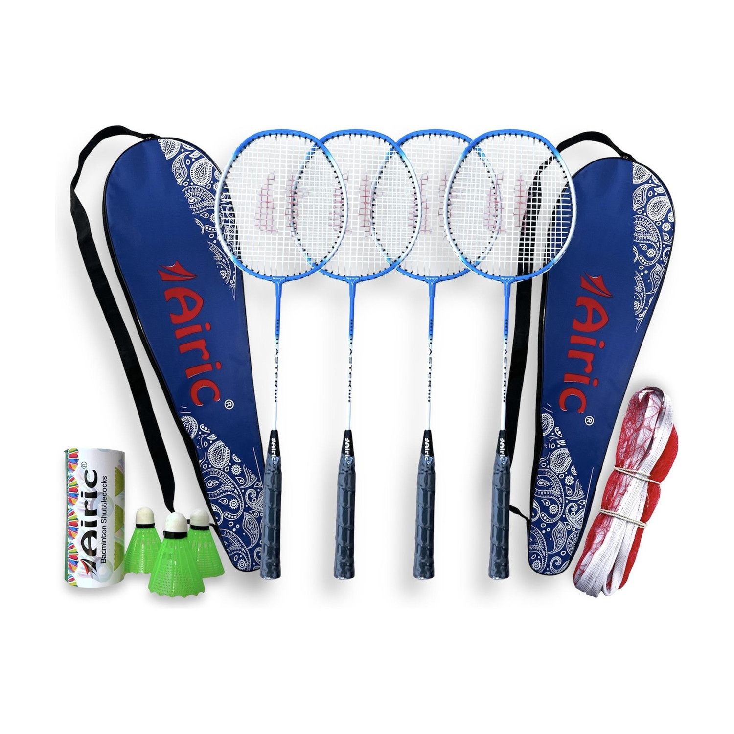 Image of Airic Isometric Blaster Staunch with 3 Feather Shuttles, Net and Cover Badminton Kit