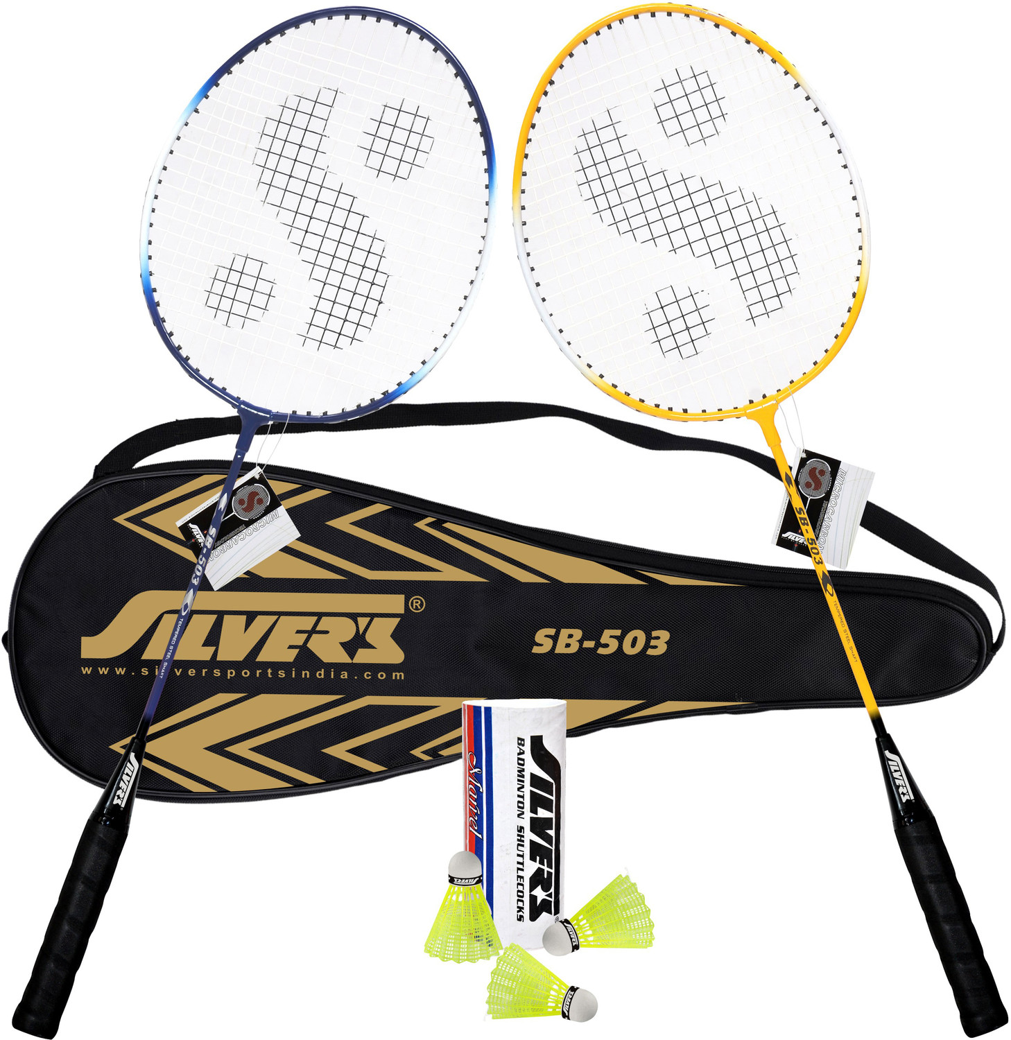 Image of Airic Isometric Blaster Staunch with 3 Feather Shuttles, Net and Cover Badminton Kit
