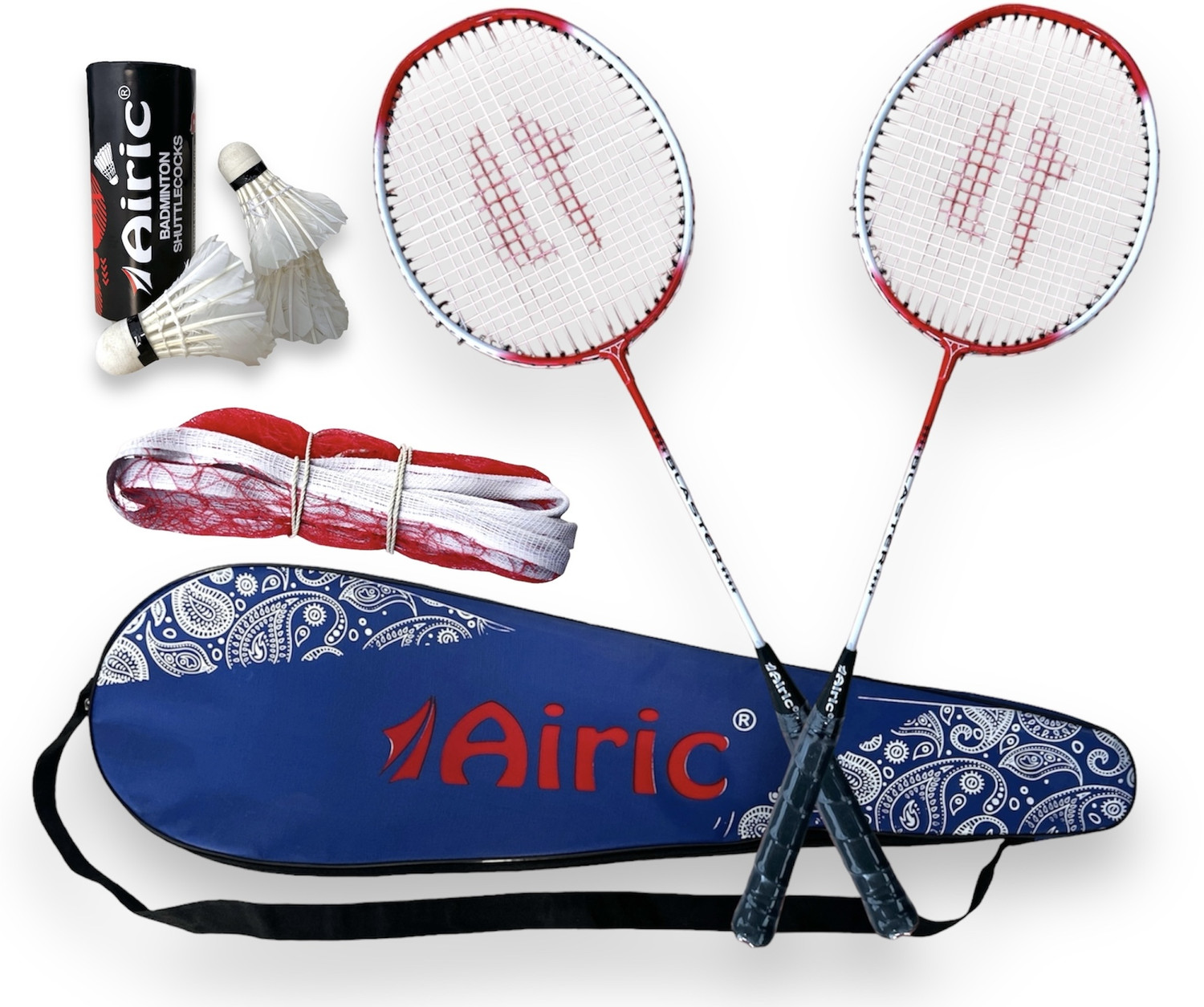 Image of Airic Isometric Blaster Staunch with 3 Feather Shuttles, Net and Cover Badminton Kit