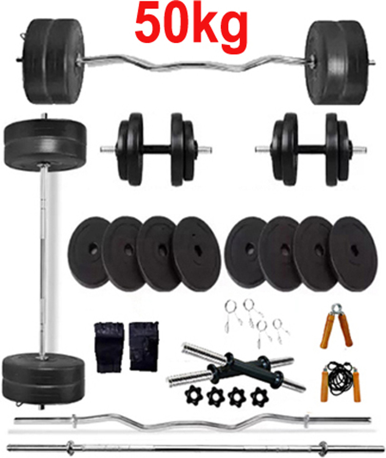 Image of TUCKER FITNESS 0.1 kg 30KG Adjustable Weight Plate Combo with DB Rod Pair, 3FT Bar & Accessories Home Gym Combo