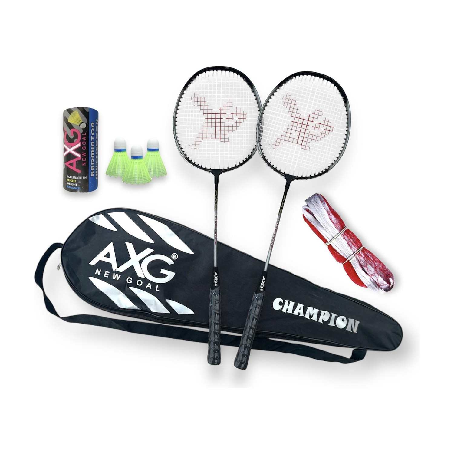 Image of Airic Isometric Blaster Staunch with 3 Feather Shuttles, Net and Cover Badminton Kit