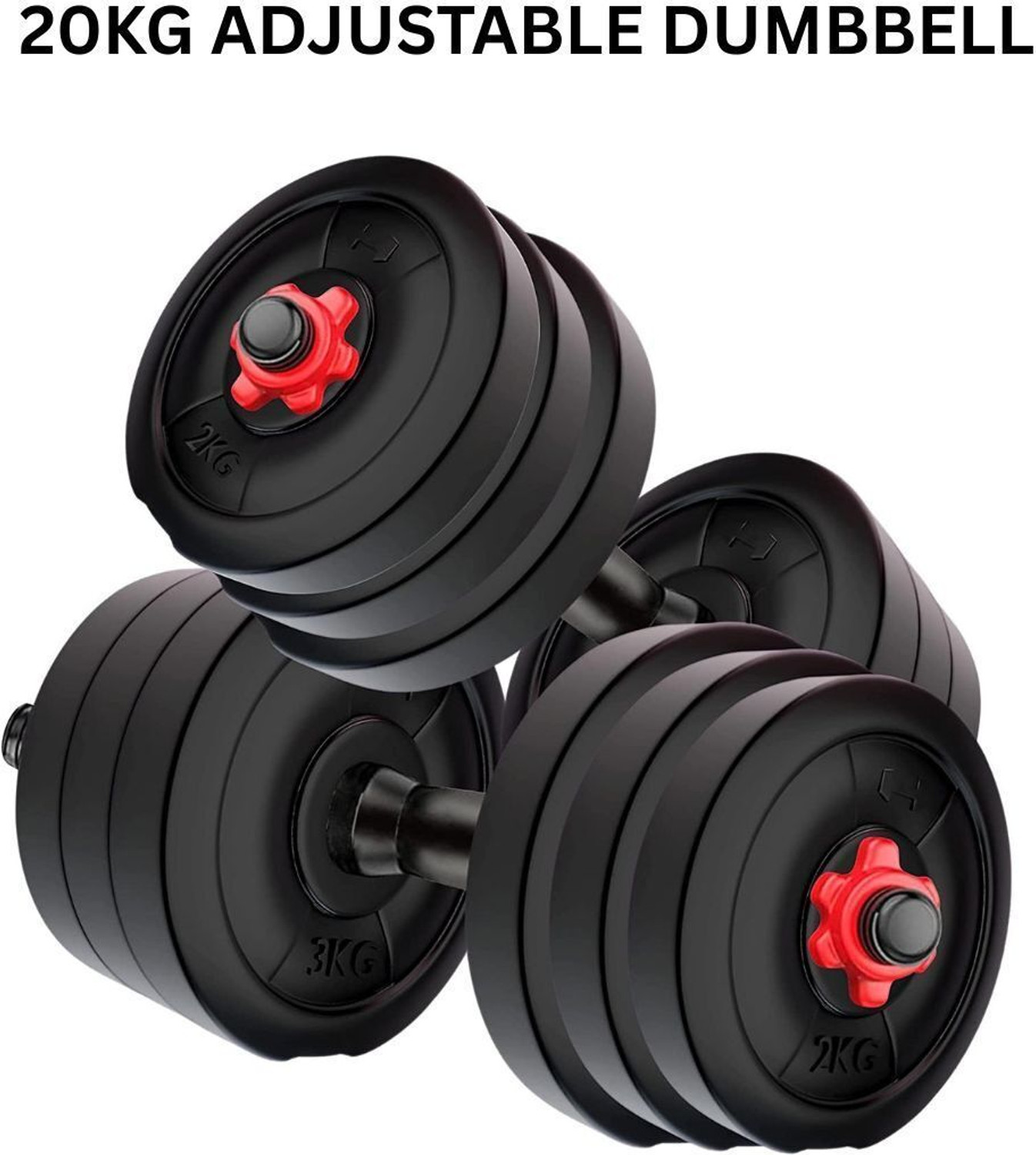 Image of PKN FIT 20KG Adjustable Dumbbell KIT with Plates and Rod Pair Fitness Accessory Kit Kit