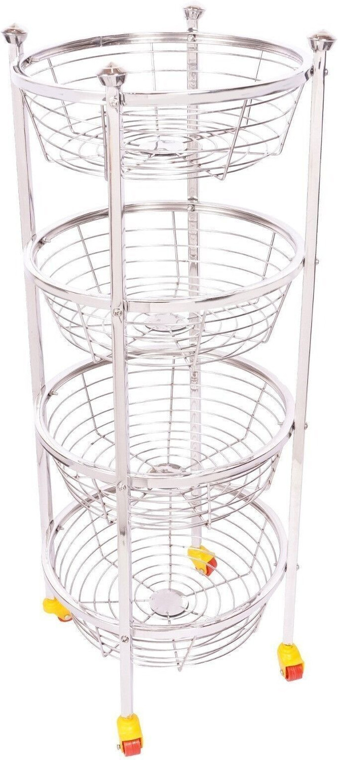 Image of Smartslide Containers Kitchen Rack 4-Shelf Microwave Oven Stand /Adjustable Height Shelving Kitchen Storage Rack /Multi Utility Folding Storage Shelf Organizer for Home-Office-Kitchen-Garage-Warehouse Iron