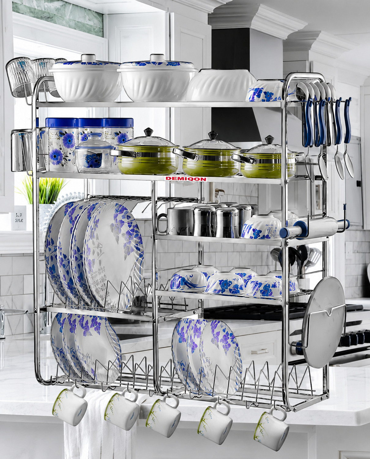 DEMIQON 31 x 30 Inch Kitchen Stand | Kitchen Storage Rack | Utensil Ki