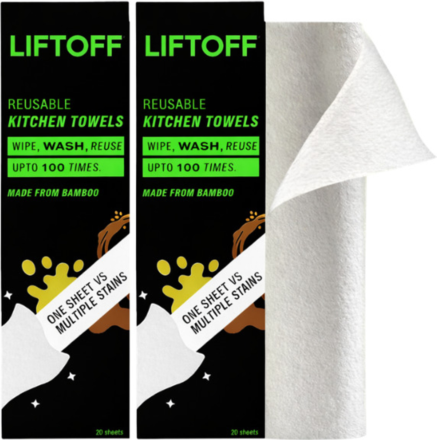 Image of Liftoff kitchen towel roll pack of 2 (1 Ply, 160 Sheets)