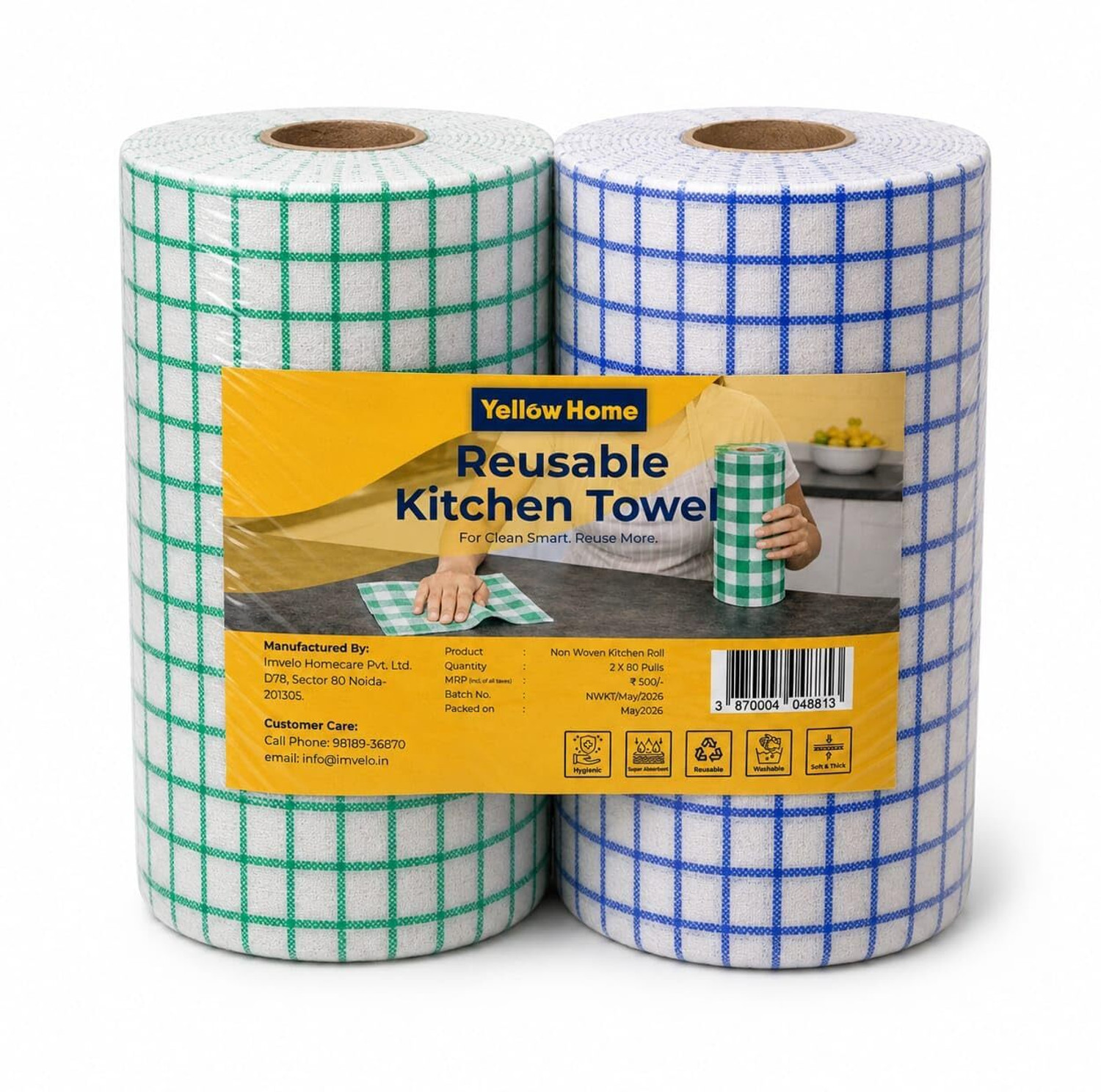 Image of Liftoff kitchen towel roll pack of 2 (1 Ply, 160 Sheets)