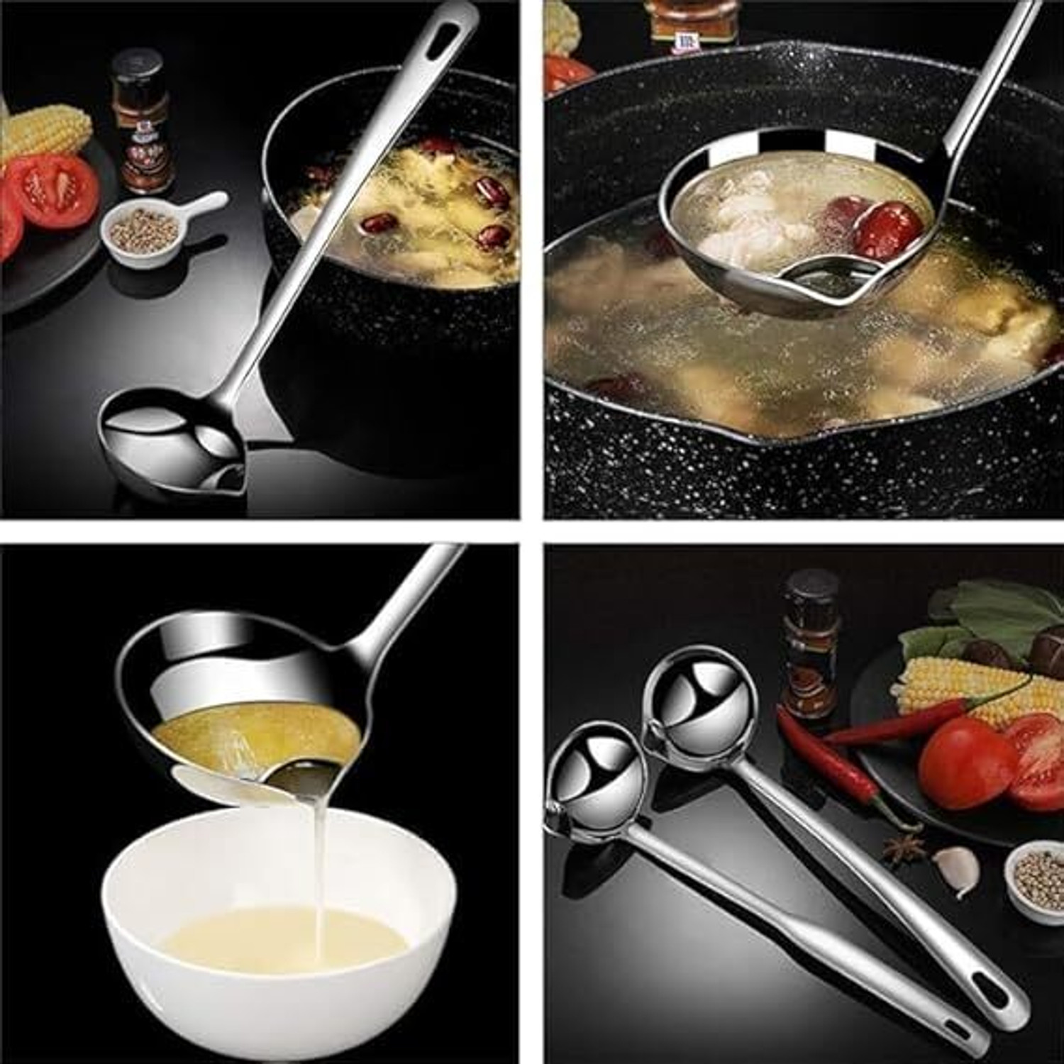 Image of PRIVATECAVE Cooking Spoon Oil-Separated Kitchen Tool Set (Silver, Cooking Spoon)