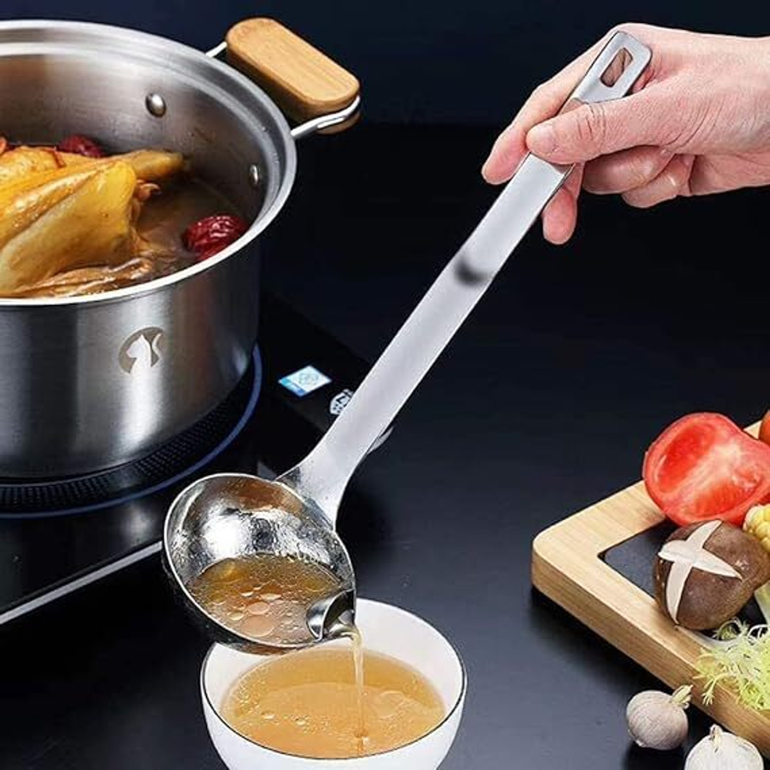 Image of PRIVATECAVE Cooking Spoon Oil-Separated Kitchen Tool Set (Silver, Cooking Spoon)