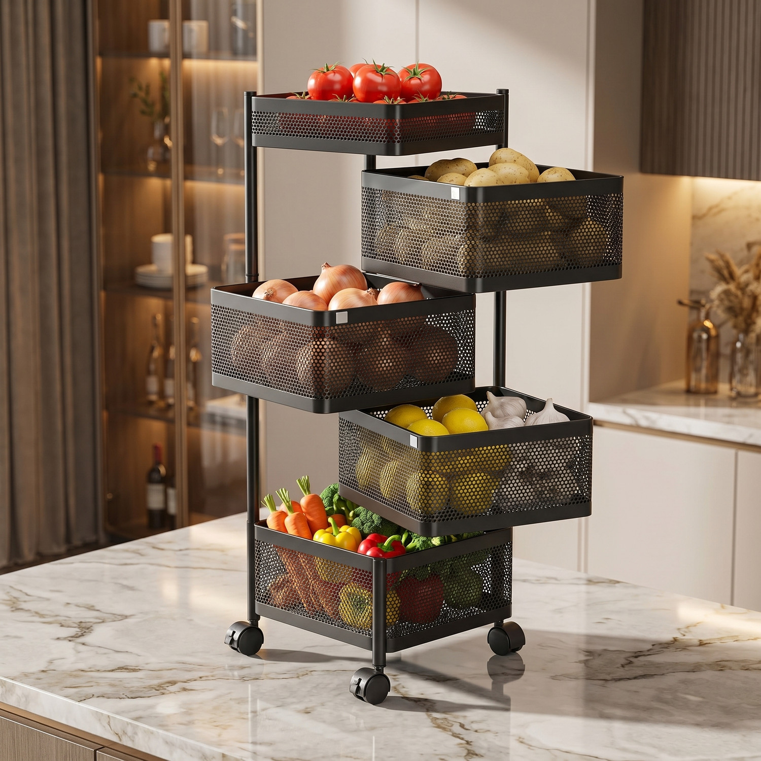 Image of VR High Grade Metal Universal Microwave Oven Fix Stand for Kitchen Platform-Floor Iron Kitchen Trolley (Pre-assembled)