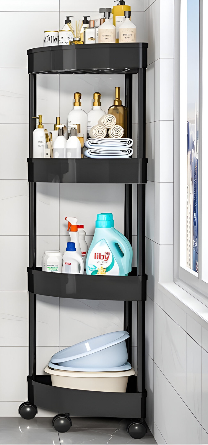 Image of BRANTOX 4 Tier Slim Multipurpose Storage Rack Trolley Plastic Storage Rack For Kitchen Plastic Kitchen Trolley (DIY(Do-It-Yourself))