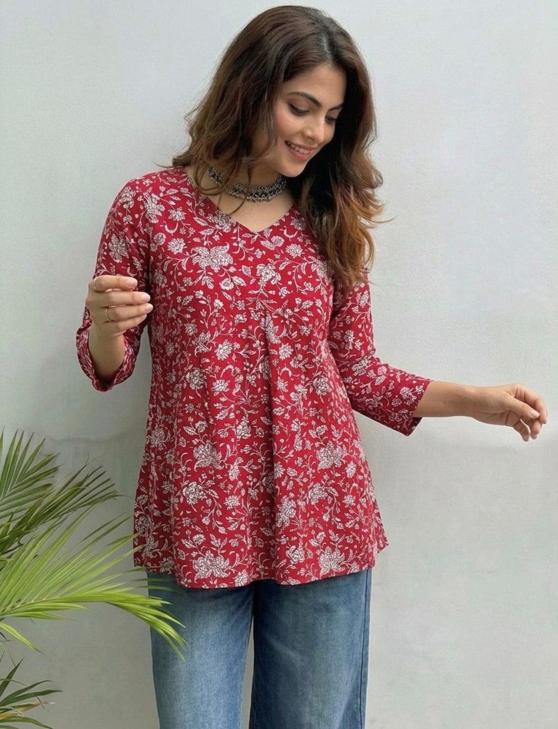Image of Mialo fashion Floral Print Viscose Rayon Flared Kurta for Women (Light Blue)