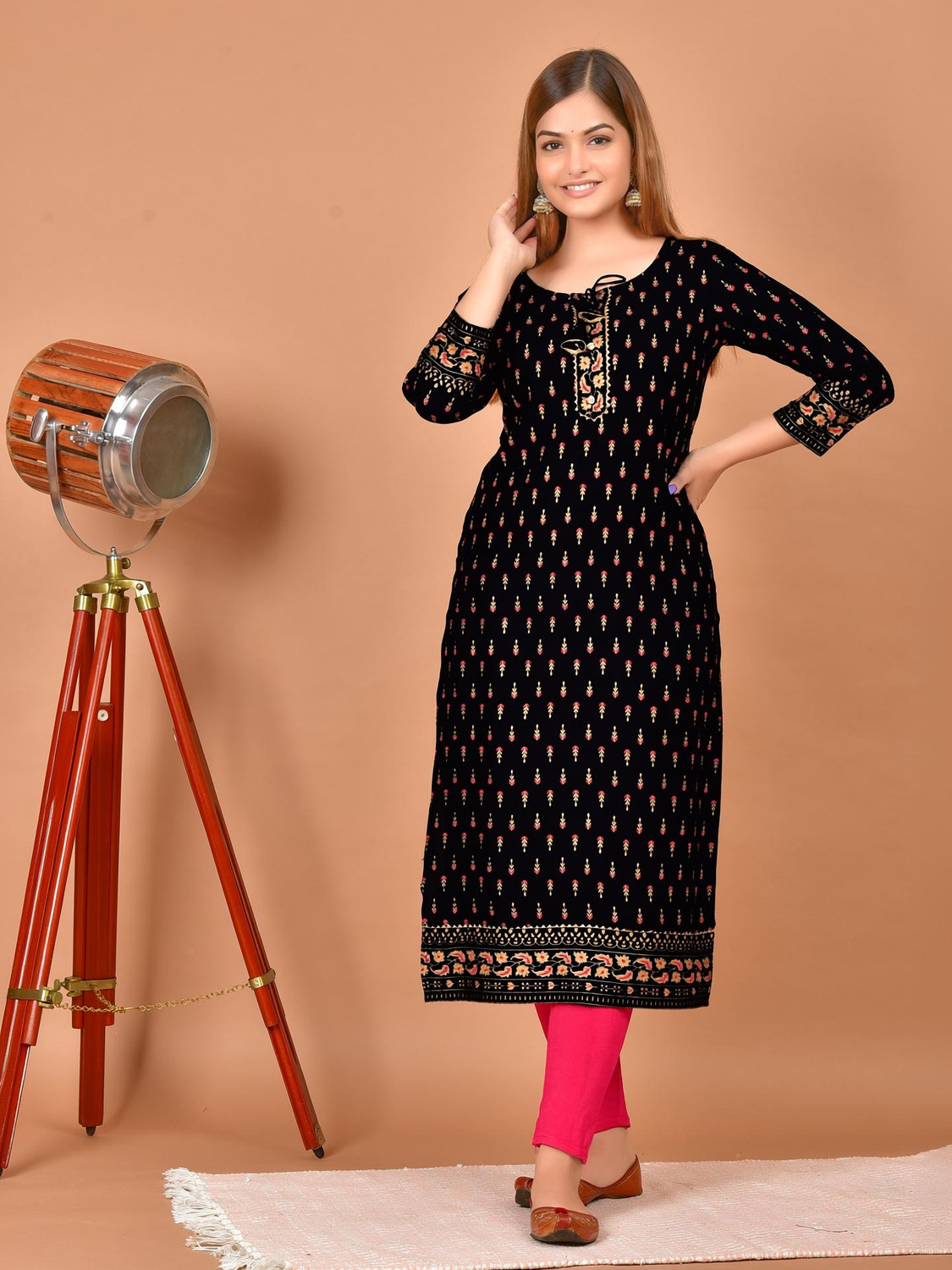 Image of Mialo fashion Floral Print Viscose Rayon Flared Kurta for Women (Light Blue)