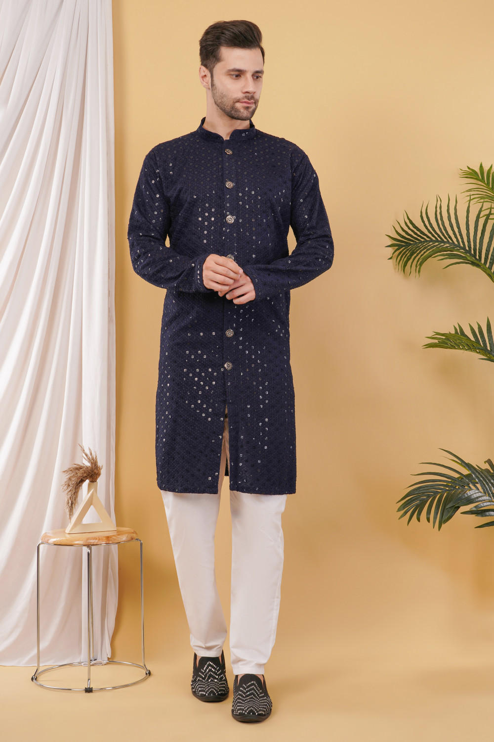 Image of Diamond Style Solid Sherwani