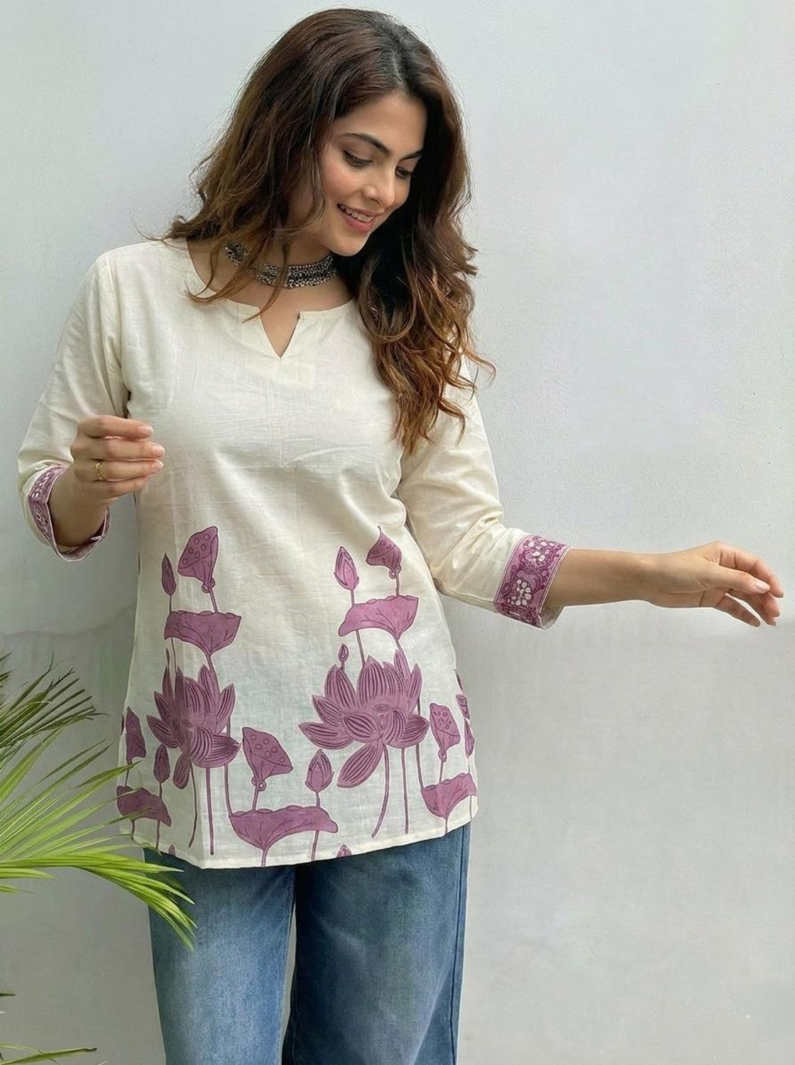 Image of Mialo fashion Floral Print Viscose Rayon Flared Kurta for Women (Light Blue)