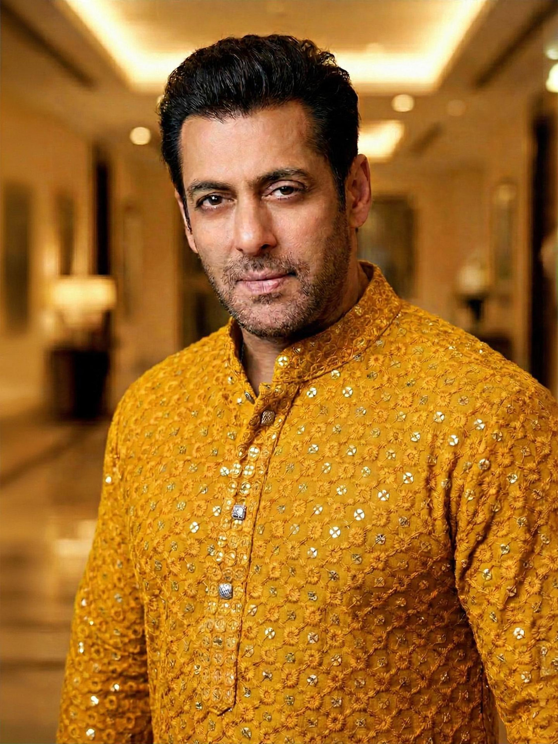 Image of click n buy Embroidered Cotton Blend A-line Kurta for Men (Multicolor)