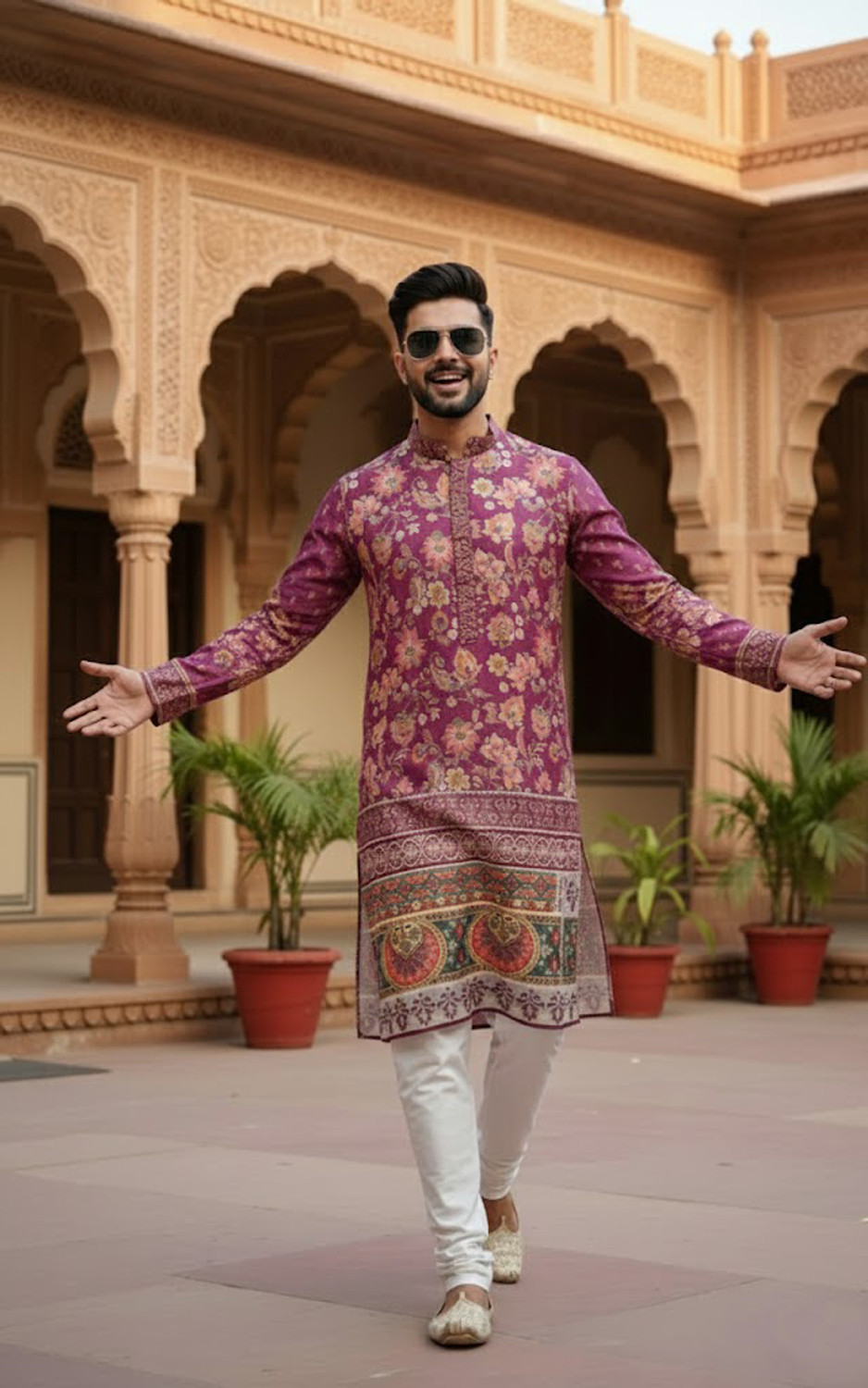 Image of Kisah Printed Viscose Rayon Straight Kurta for Men (Blue)