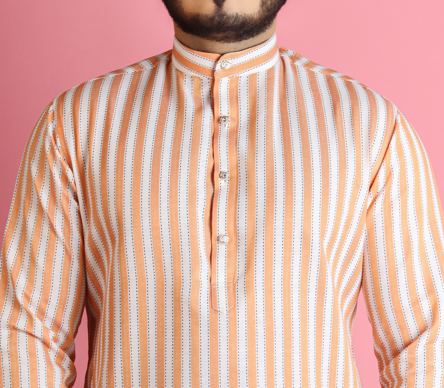 Image of Tibra Collection Men Striped Straight Kurta