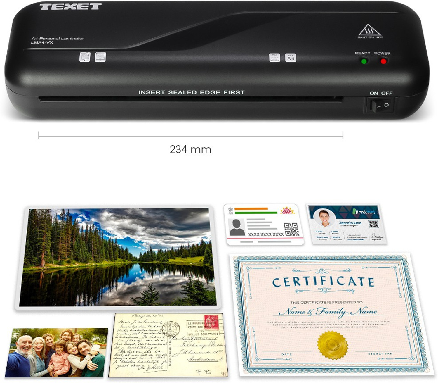 Image of Texet LMA4-VX A4 Portable & Compact Hot Laminator /Laminating Machine With Jam Release Button - Fully Automatic 9 inch Lamination Machine