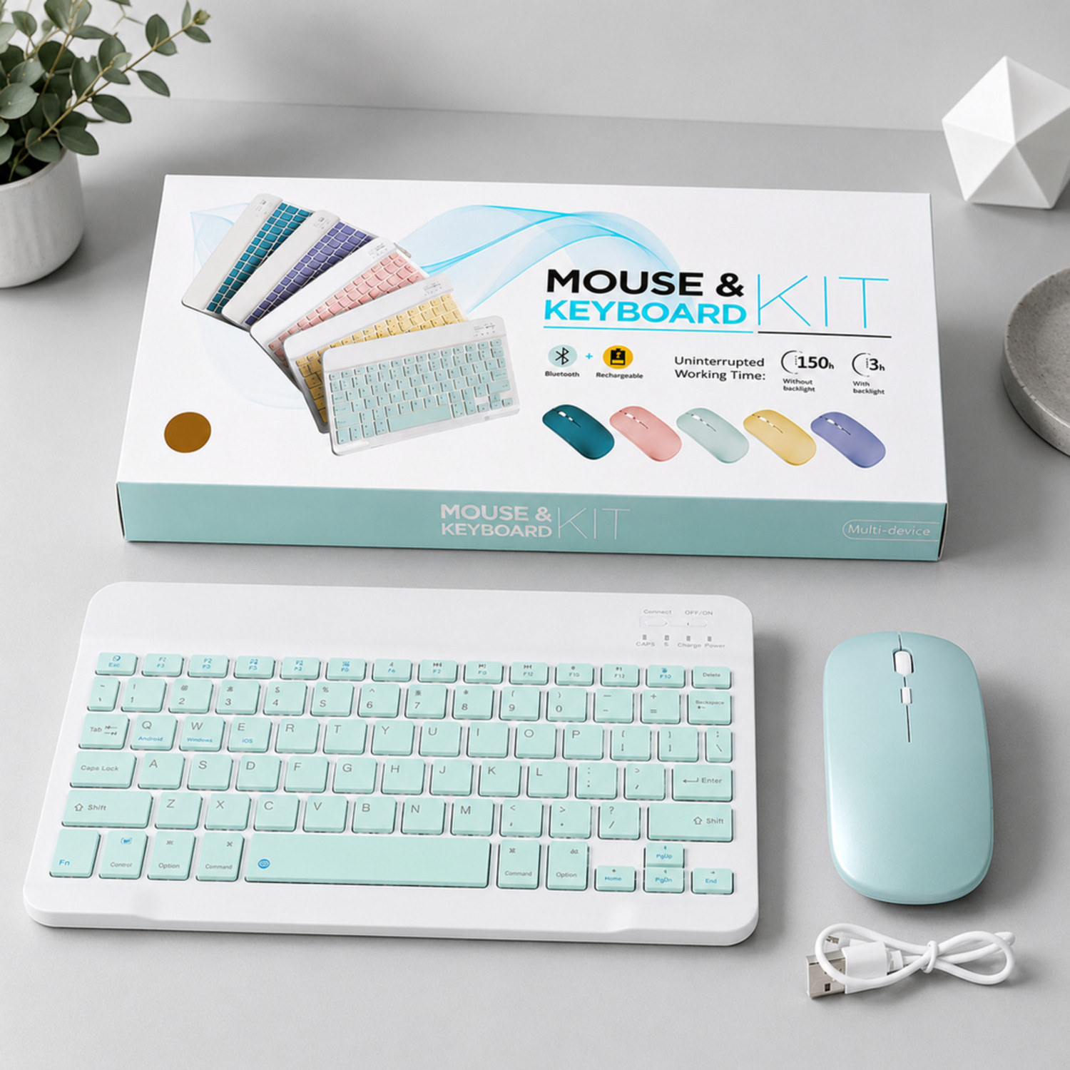 satnam bluetooth wireless keyboard mouse set mac combo