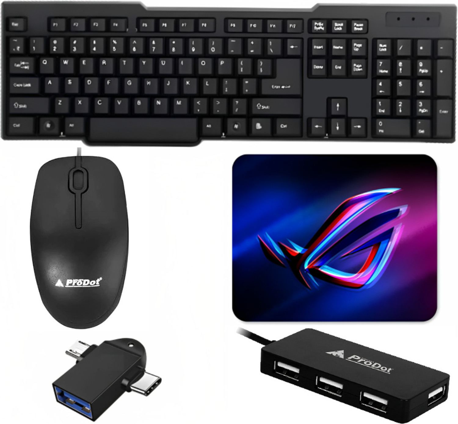 The Originals Prodot Keyboard, Mouse and usb Hub , mouse pad and otg c