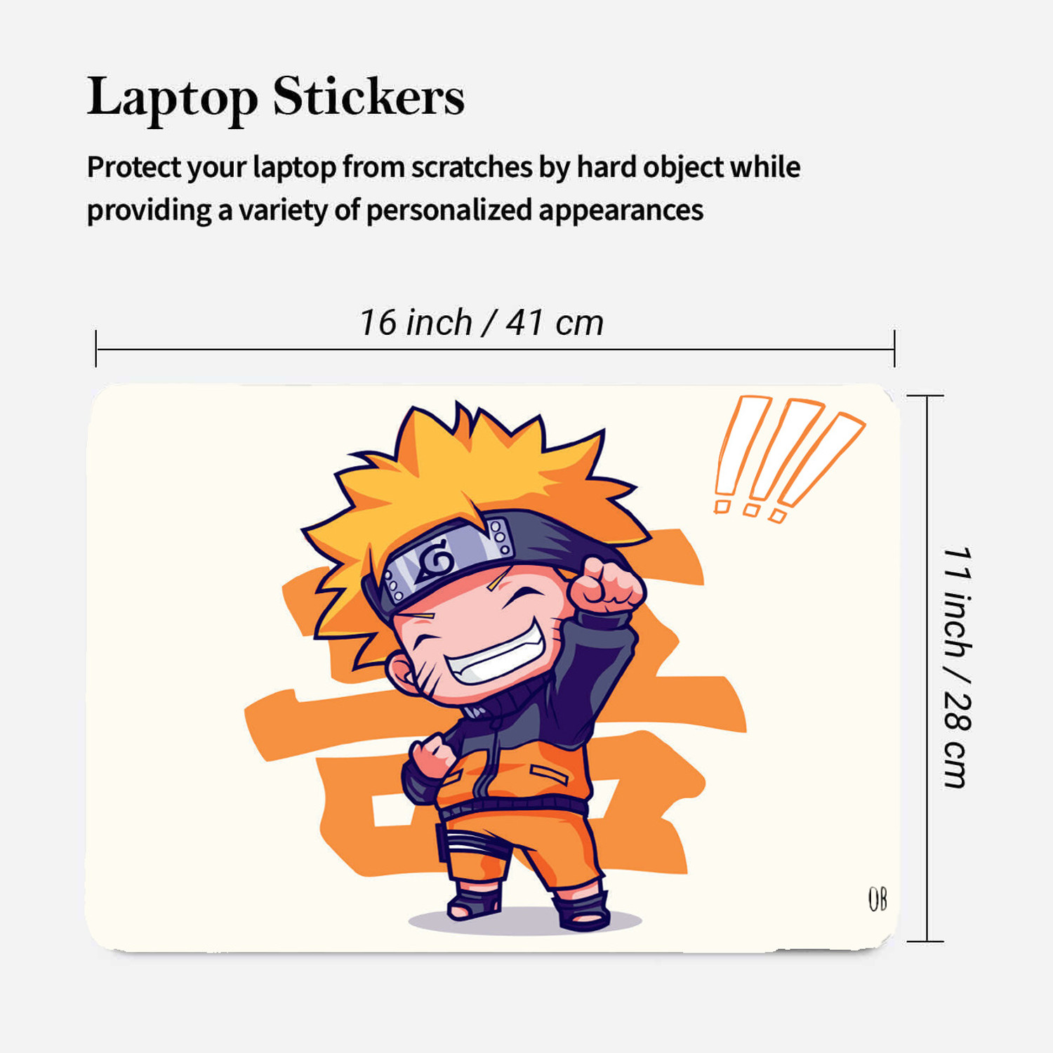 Image of Replix Naruto Anime Vinyl Laptop Skin with Free Sticker Compatible for All Laptops Vinyl Reusable Laptop Skin Compatible for 15.6 inch