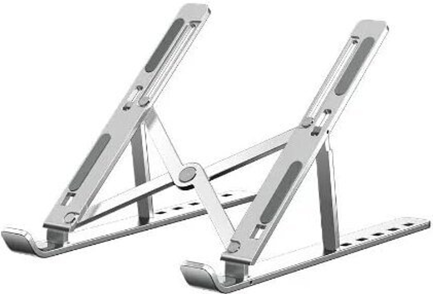 Image of FULKIZA Laptop Stand, 7 Adjustable Height Angles, Plastic , Ergonomic & Sturdy Design Laptop Stand, 6 Levels Adjustable Laptop Riser, Ventilated Aluminum Aluminium Floor and Desk Stand Laptop Stand with Adjustable Height Compatible with 26 - 35 cm Laptops (Silver)