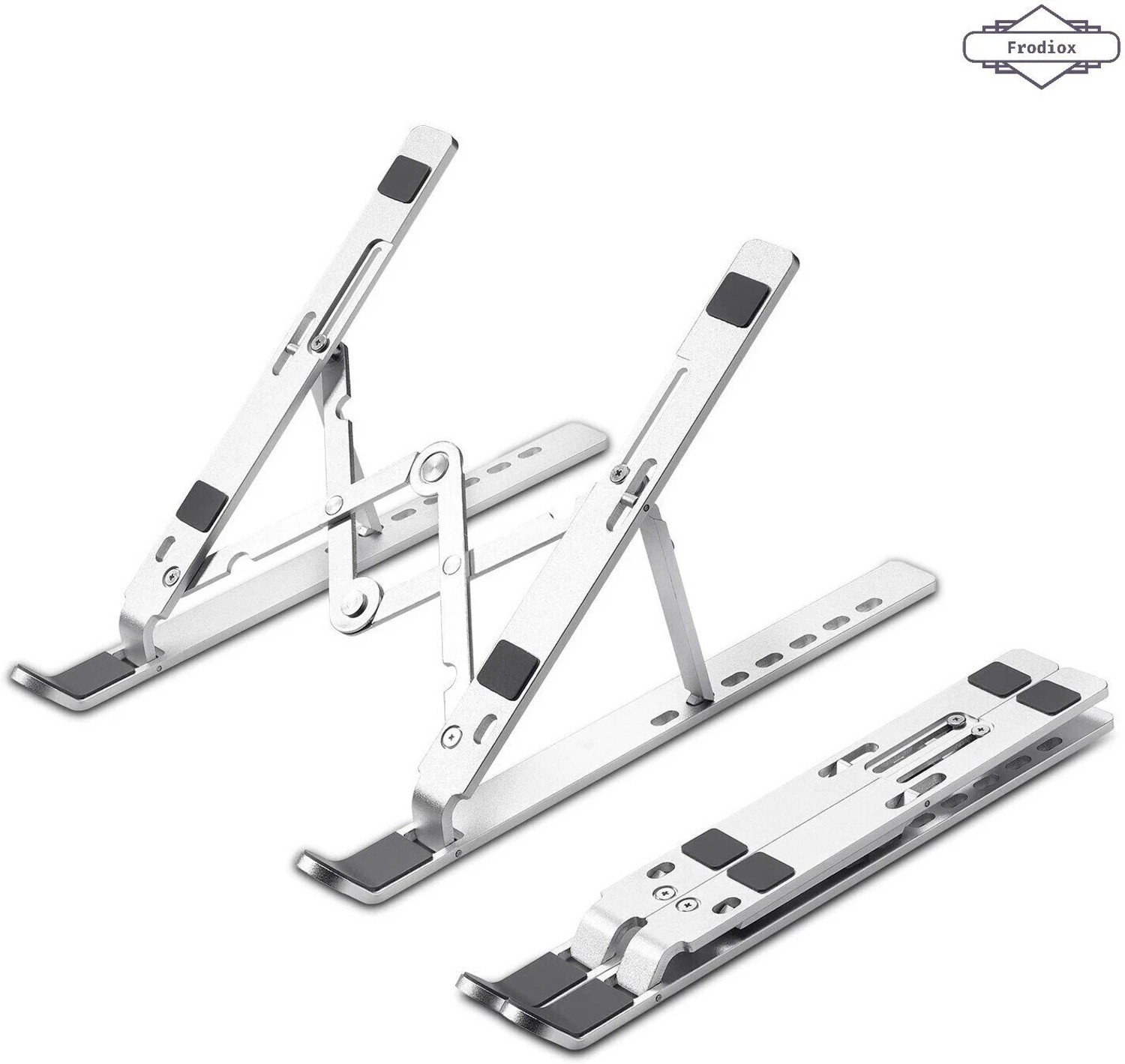 Frodiox Aluminum 6 Adjustable Foldable Portable Laptop Stand Desktop Tablet Stand FR08 Aluminium Floor and Desk Stand Rotatable Laptop Stand with Adju...
