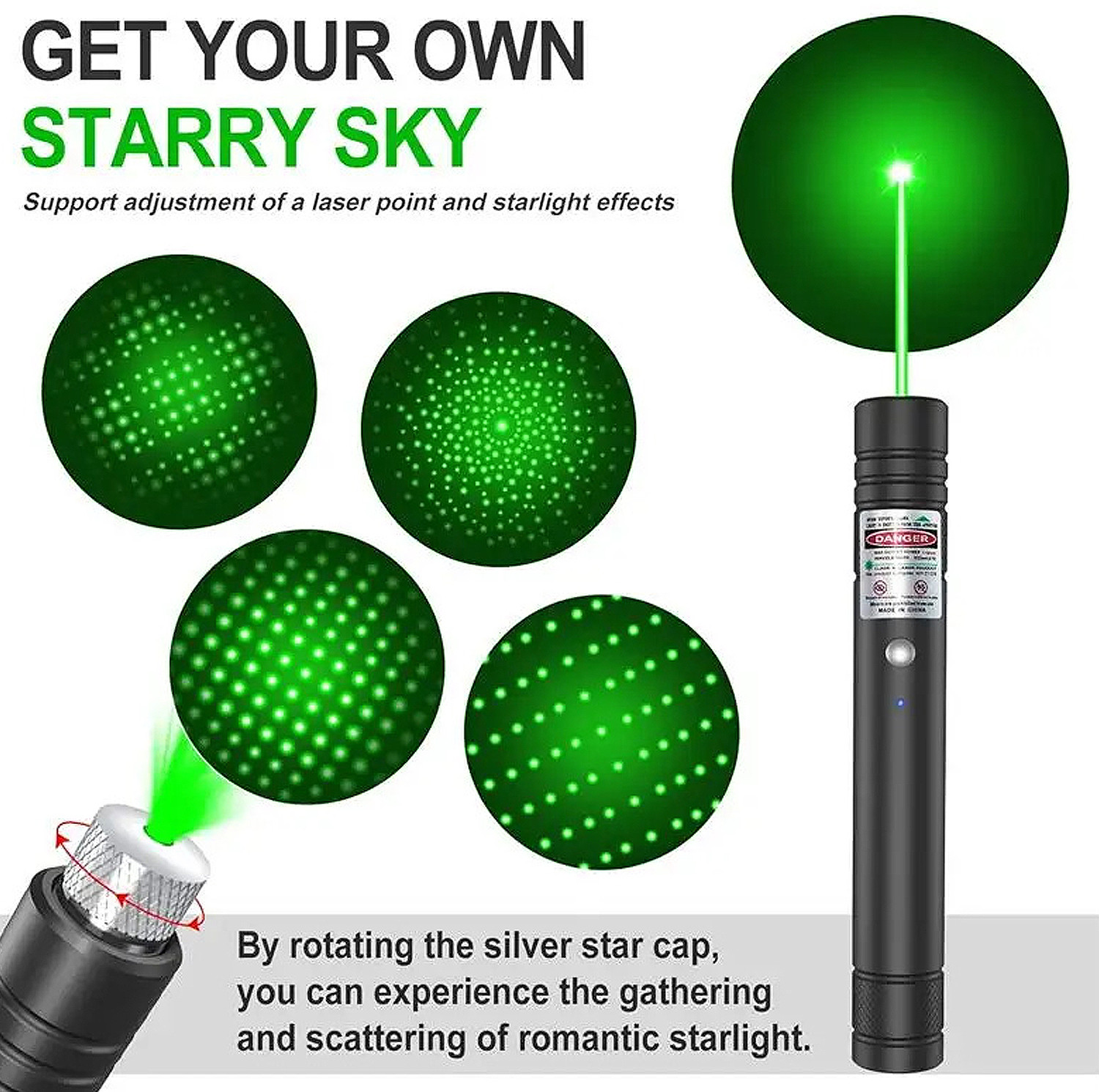 Image of MOOZMOB Long Range Green Laser Pointer Light for Presentation Kids and Pets Play (1000 nm, Green)