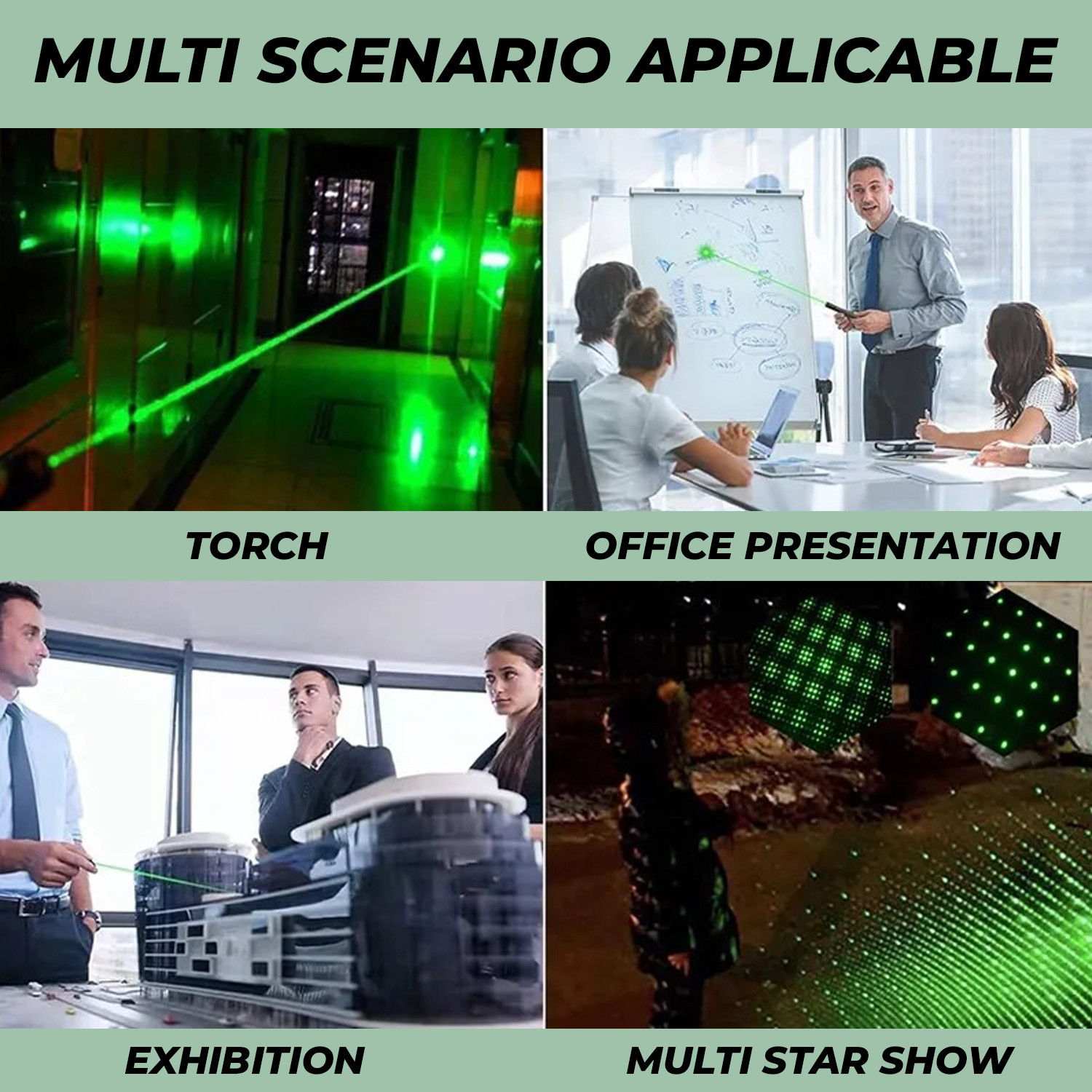 Image of MOOZMOB Long Range Green Laser Pointer Light for Presentation Kids and Pets Play (1000 nm, Green)