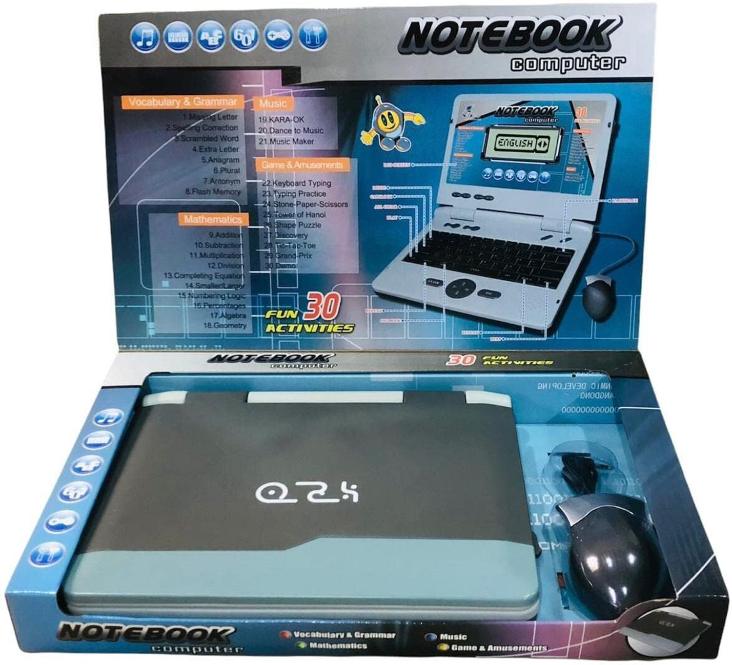 Image of K.D Tinytots 30 Activity Laptop Learning Machine Laptop with Mouse - Educational Toy (Multicolor)