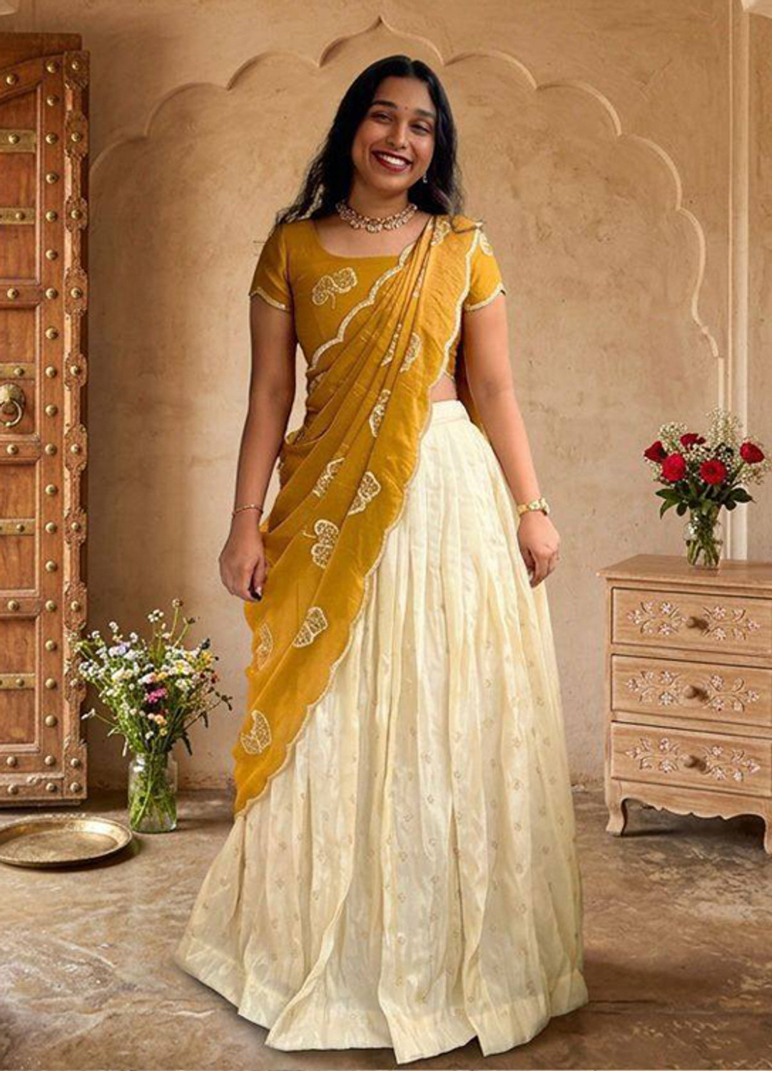 Navlakhi Embroidered Semi Stitched Lehenga Choli