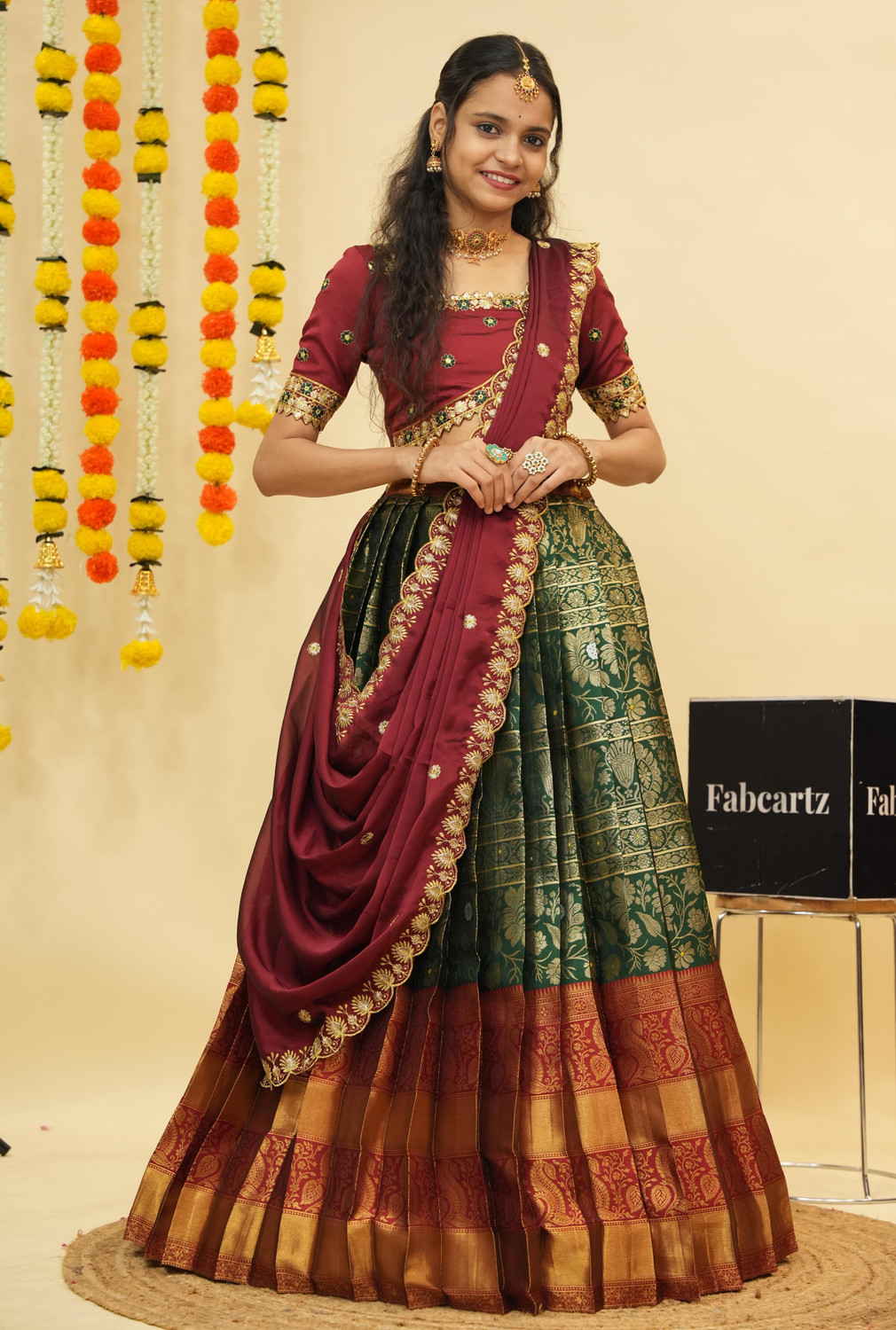 Fabcartz Self Design Semi Stitched Lehenga Choli