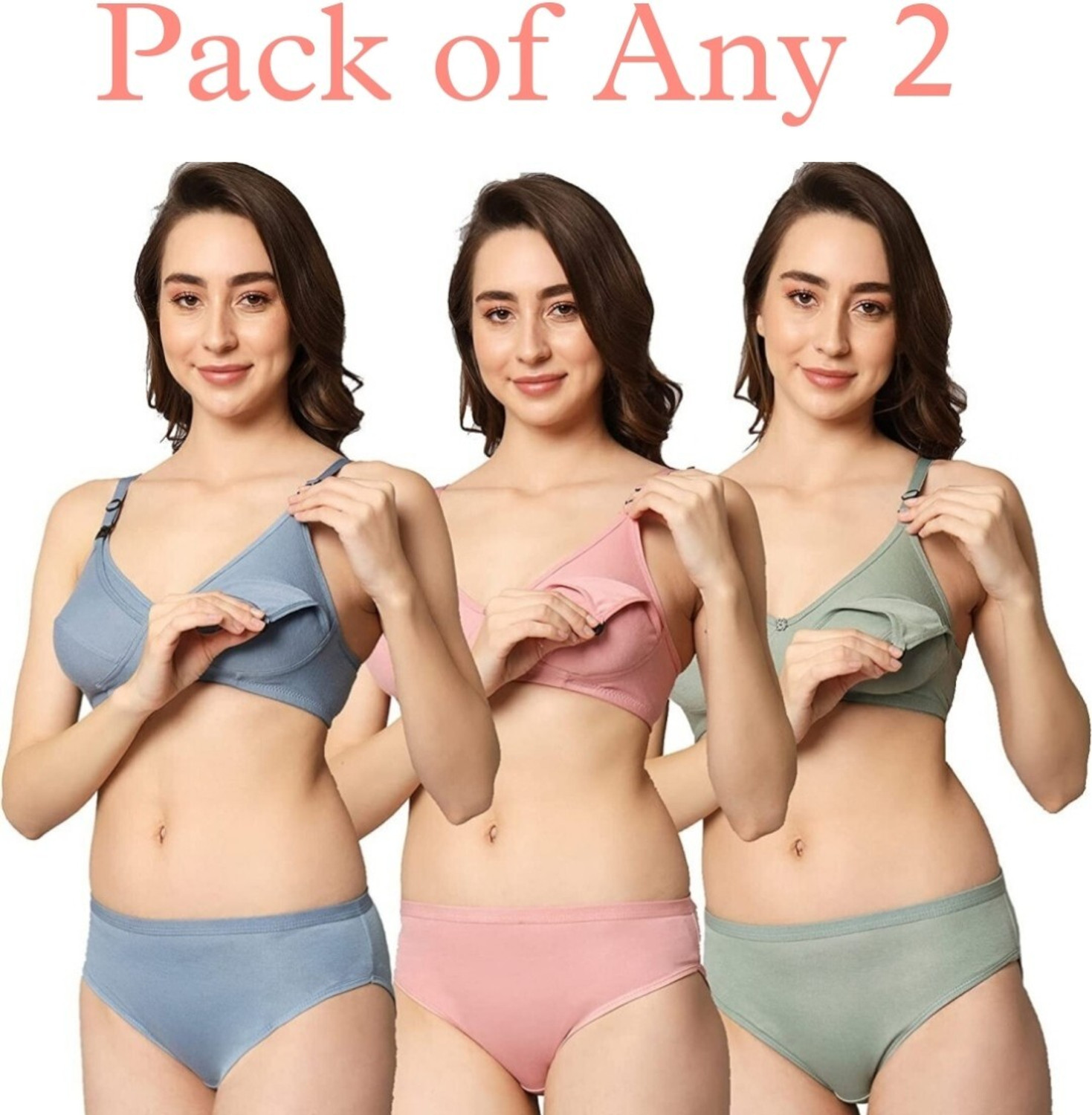 Image of ESOROUCHA Bra & Panty Set Solid Multicolor Lingerie Set