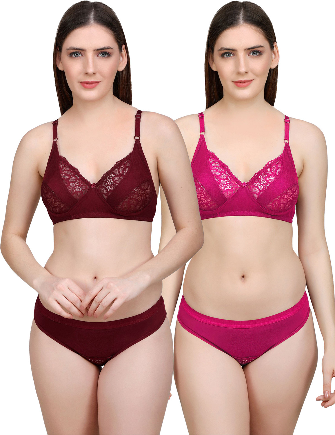 Image of ESOROUCHA Bra & Panty Set Solid Multicolor Lingerie Set