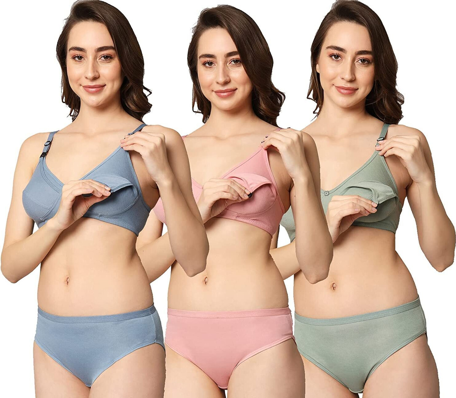 Image of ESOROUCHA Bra & Panty Set Solid Multicolor Lingerie Set